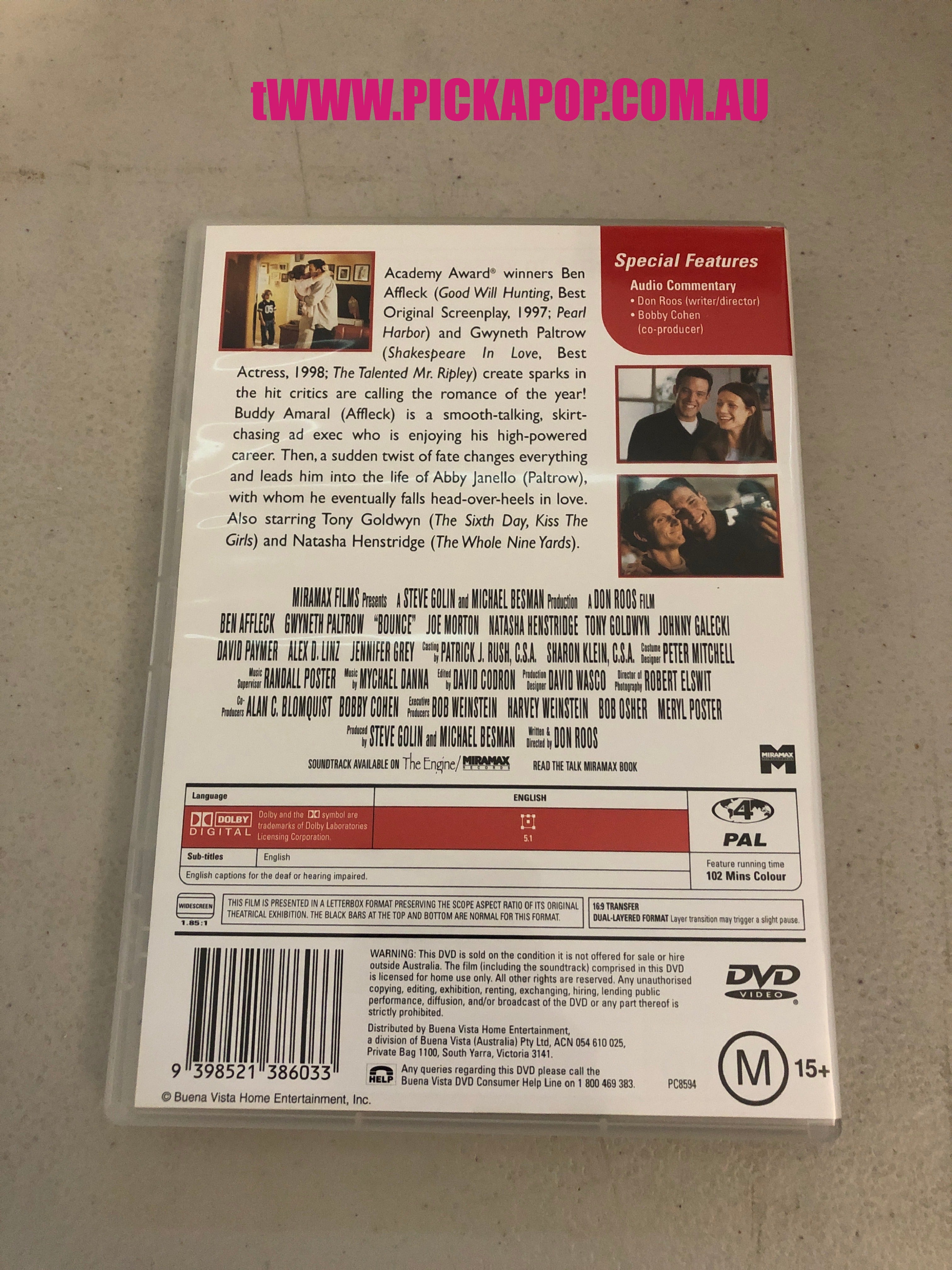 BOUNCE - PAL Region 4 - DVD Cleaned and Tested