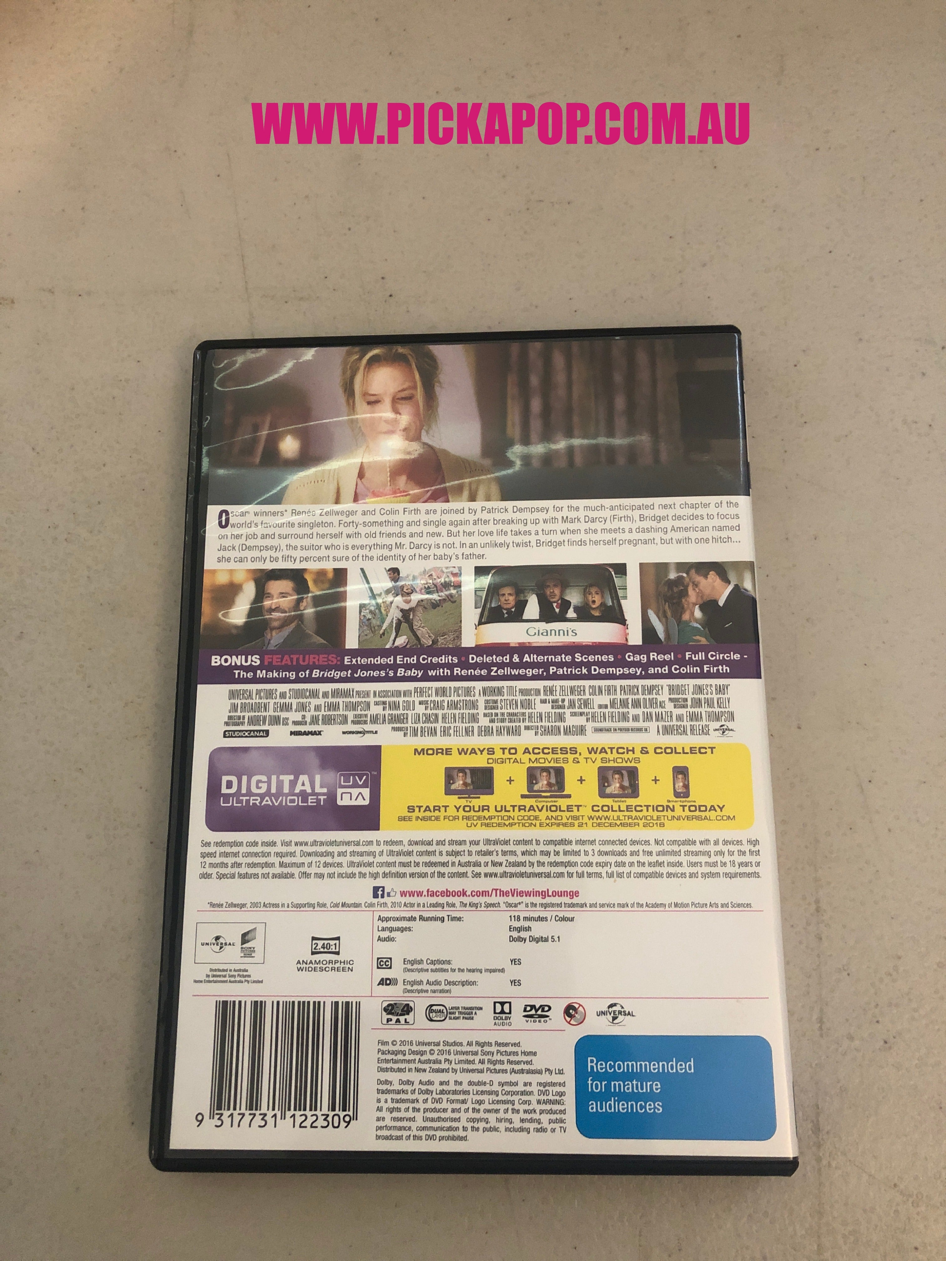 BRIDGET JONES'S BABY - PAL Region 4 - DVD Cleaned and Tested