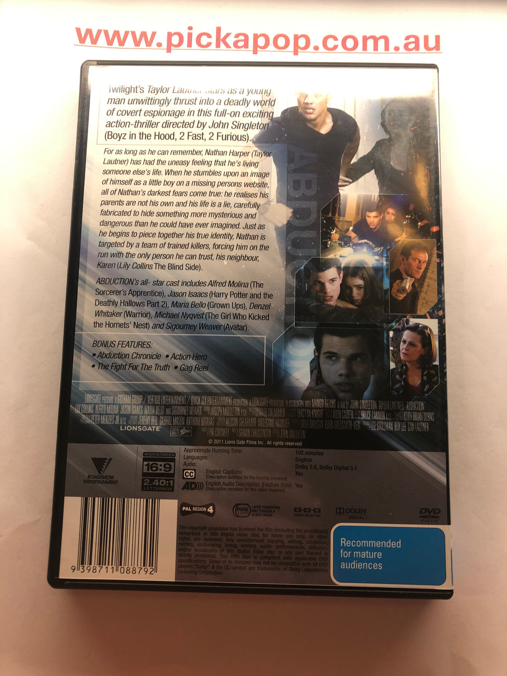 ABDUCTION - (PAL Region 4) DVD Cleaned and Tested