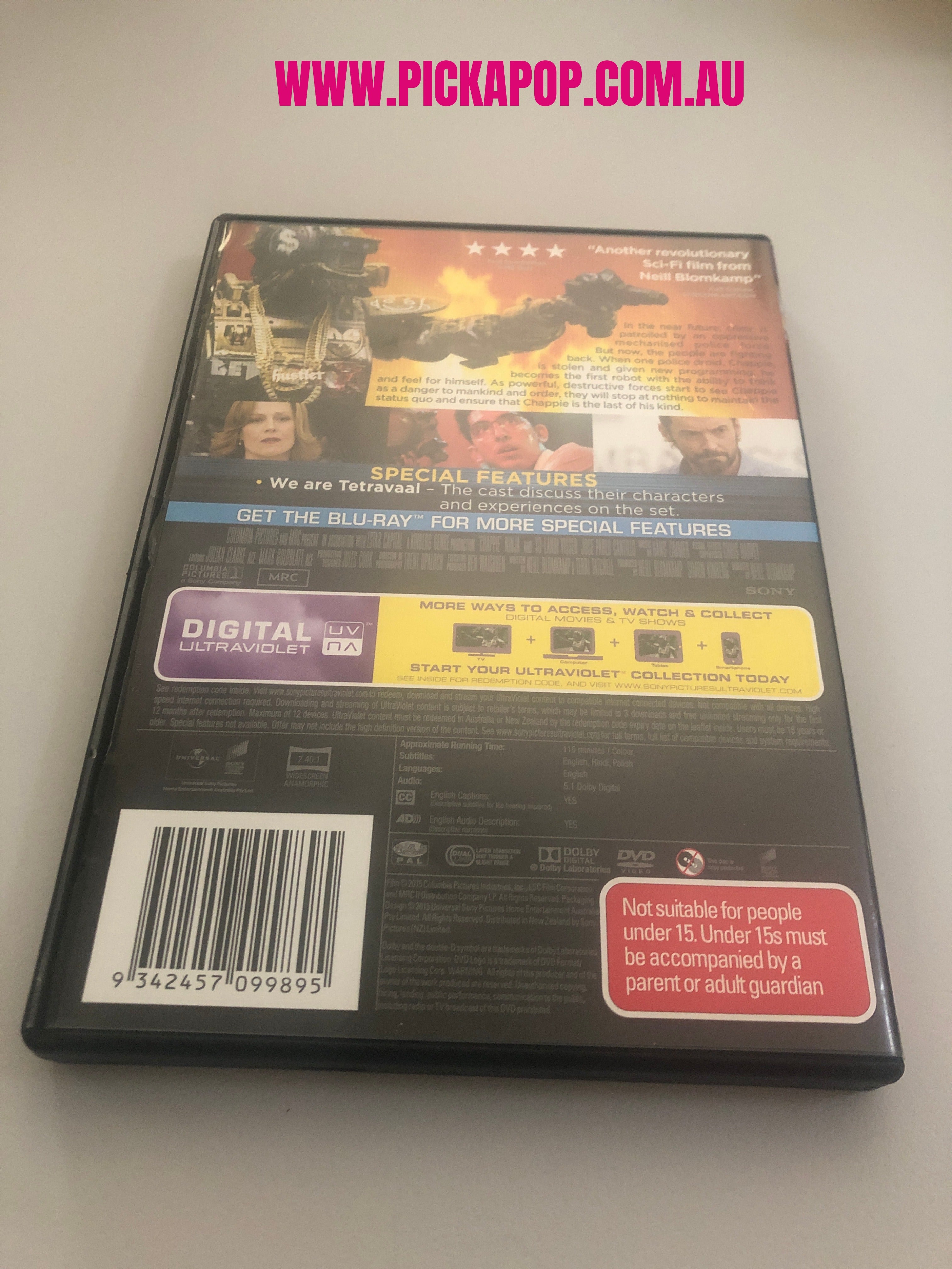 CHAPPIE - (PAL Region 4) DVD & DIGITAL ULTRAVIOLET Cleaned and Tested