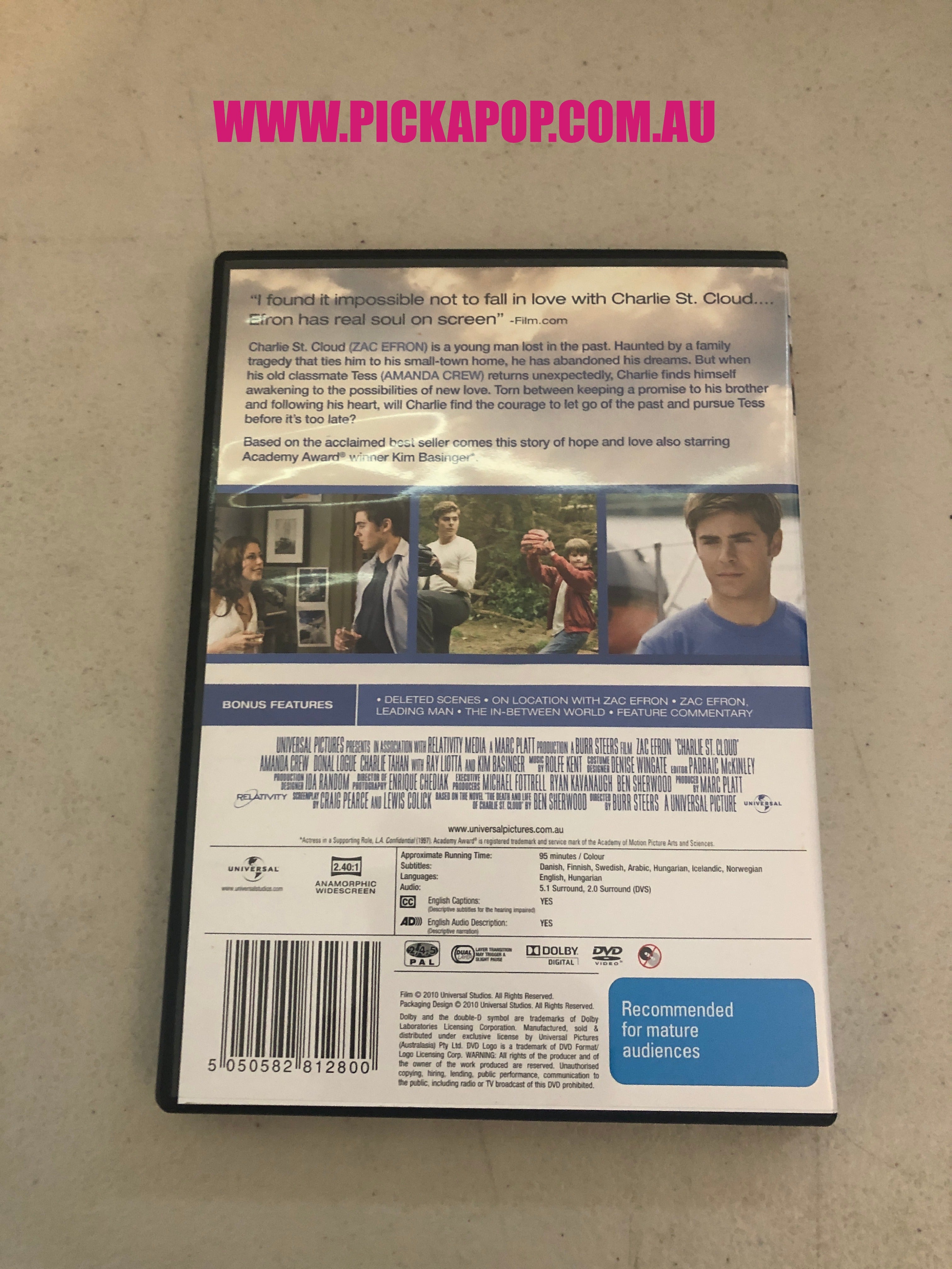 CHARLIE ST CLOUD - PAL Region 4 - DVD Cleaned and Tested