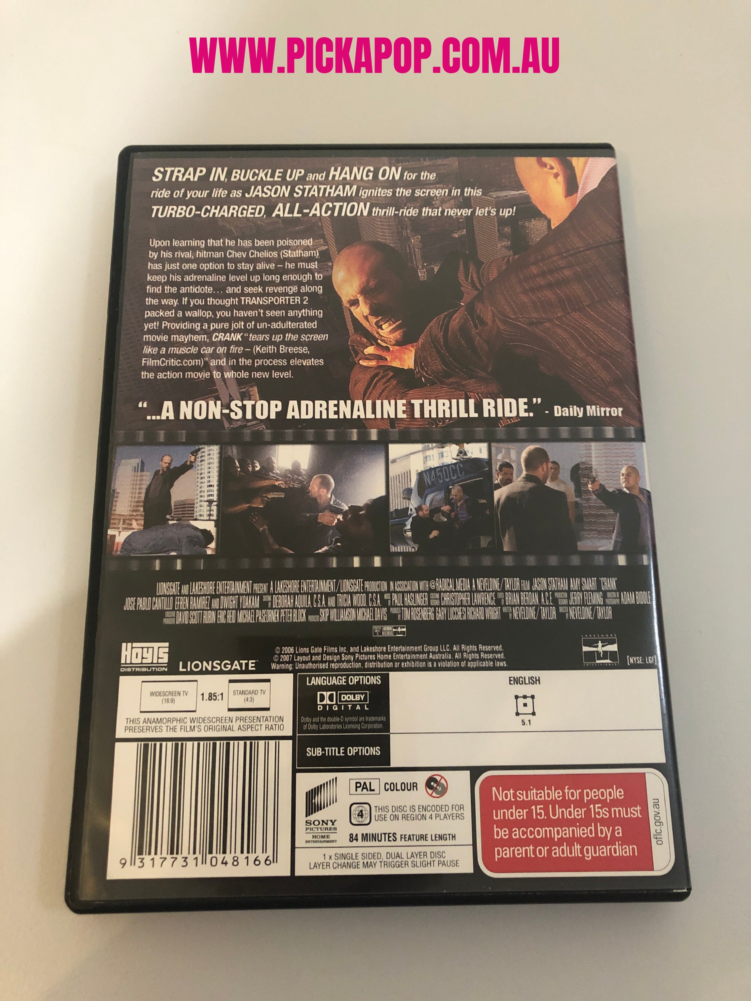 CRANK - (PAL Region 4) DVD Cleaned and Tested