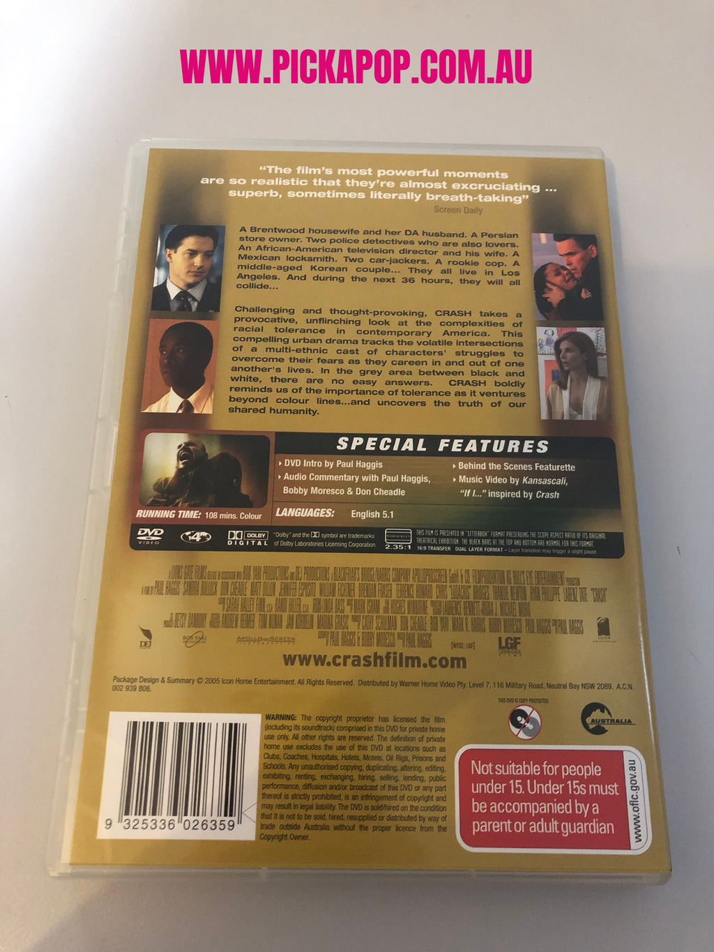 CRASH - (PAL Region 4) DVD Cleaned and Tested