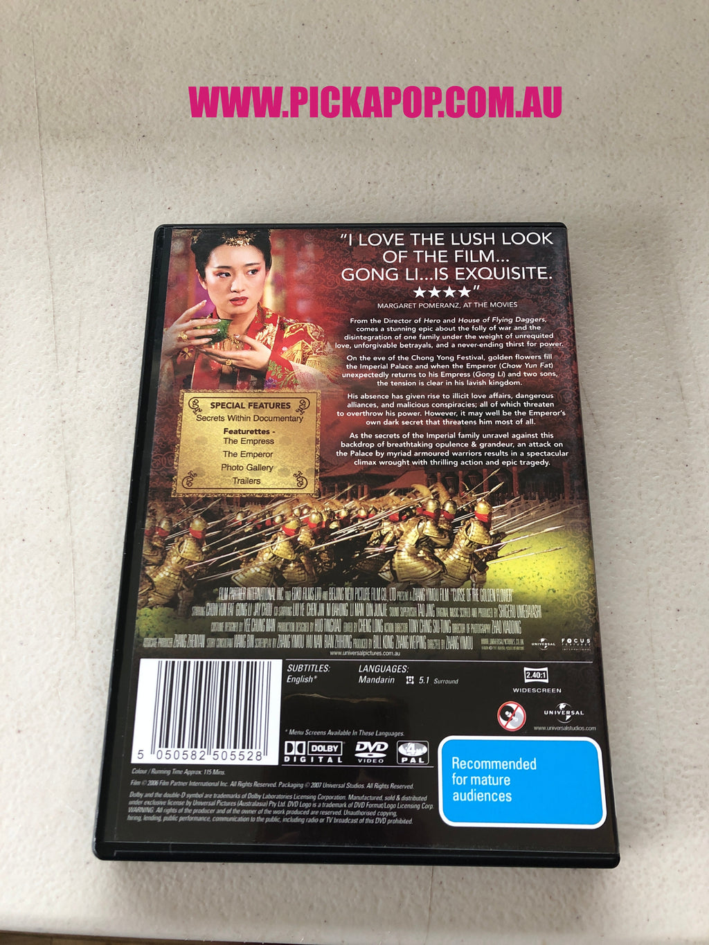 CURSE OF THE GOLDEN FLOWER - PAL Region 4 - DVD Cleaned and Tested