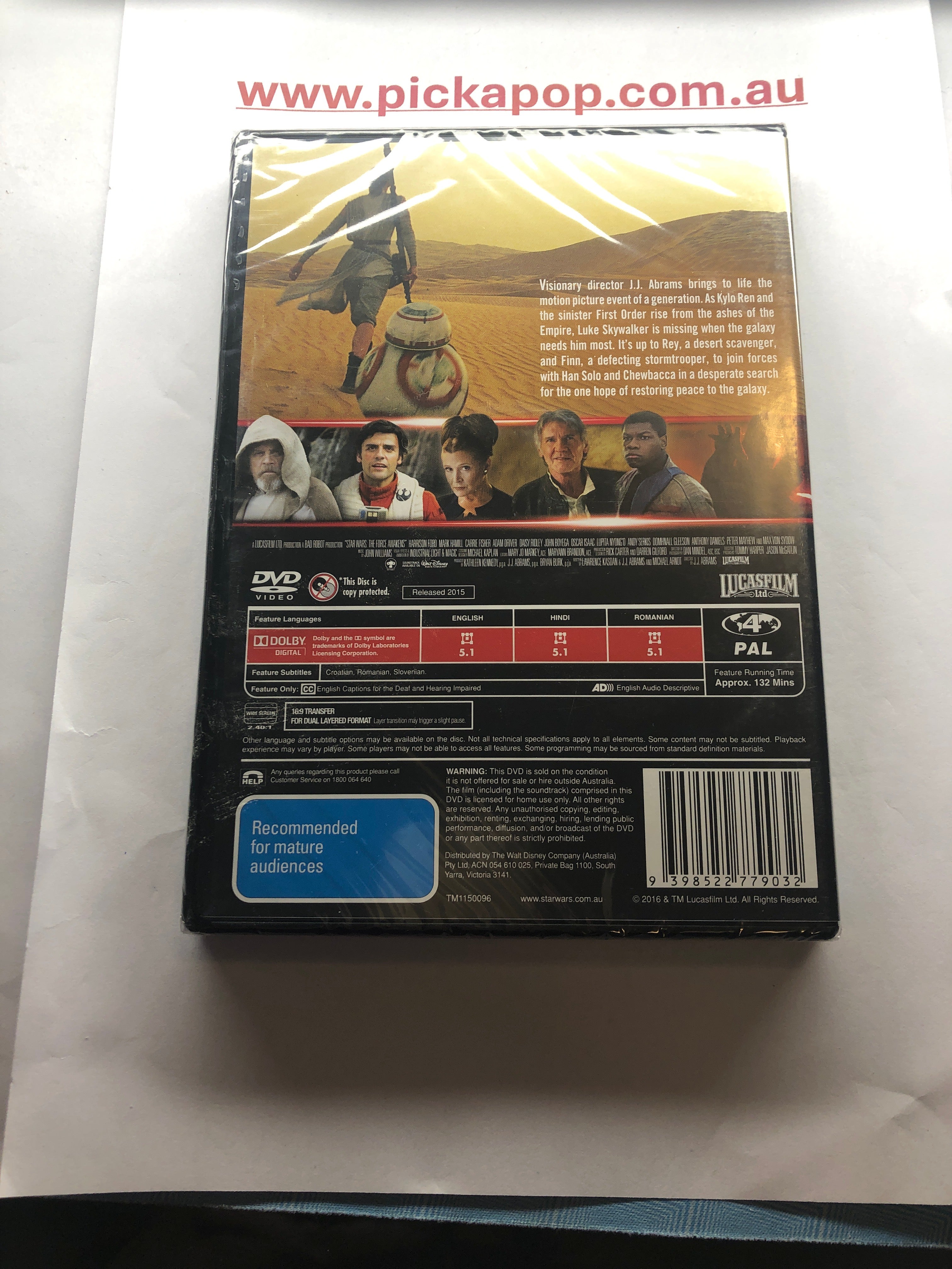 STAR WARS THE FORCE AWAKENS - (PAL Region 4) DVD Cleaned and Tested