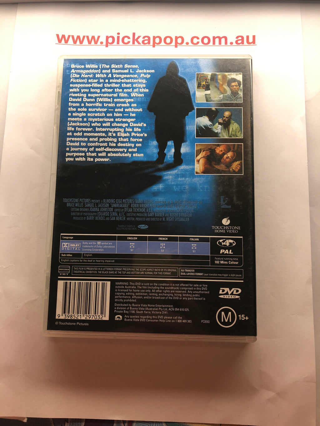 UNBREAKABLE - (PAL Region 4) DVD Cleaned and Tested