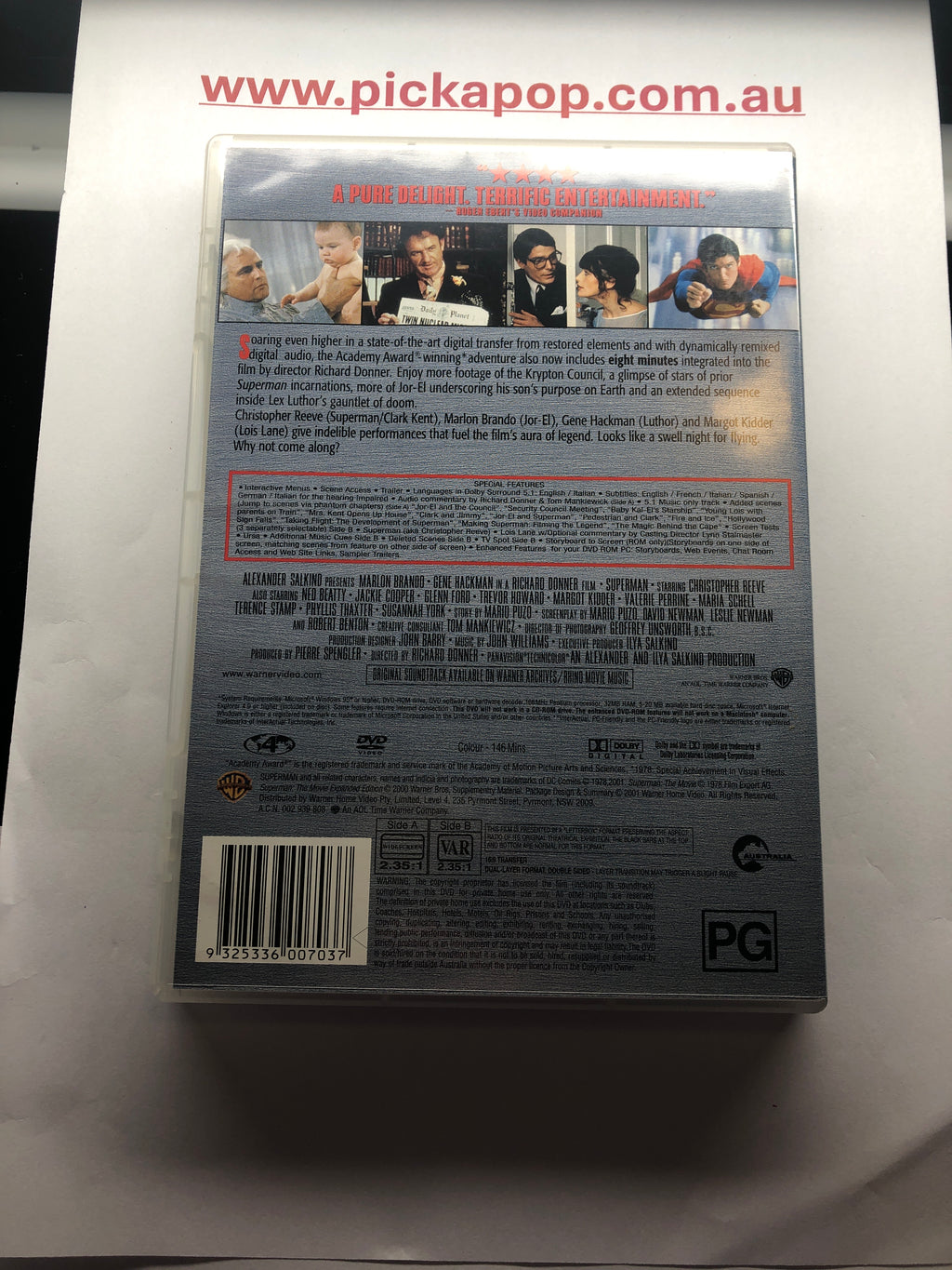 SUPERMAN THE MOVIE SPECIAL EDITION - (PAL Region 4) DVD Cleaned and Tested