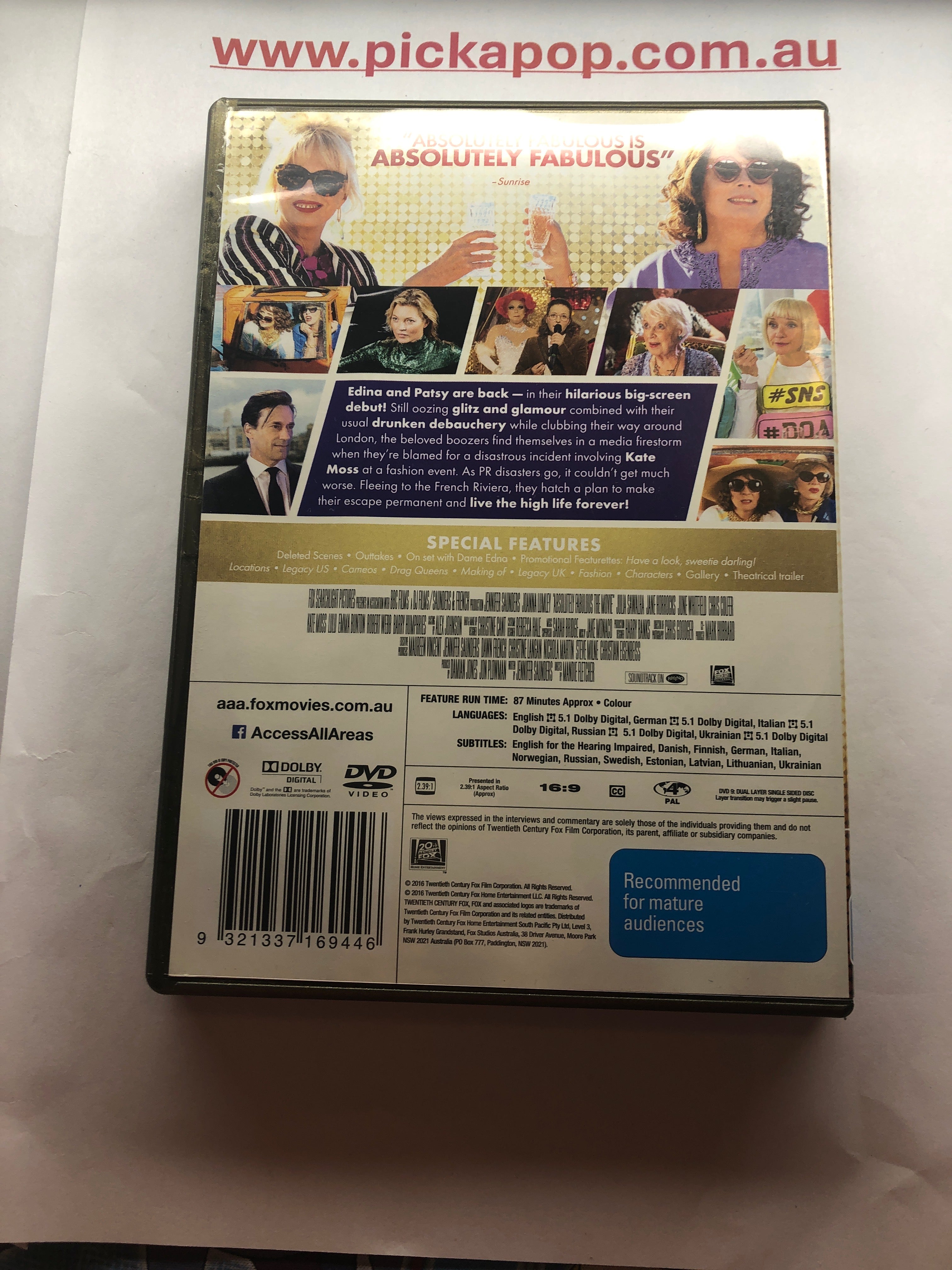 ABSOLUTELY FABULOUS THE MOVIE - (PAL Region 4) DVD Cleaned and Tested