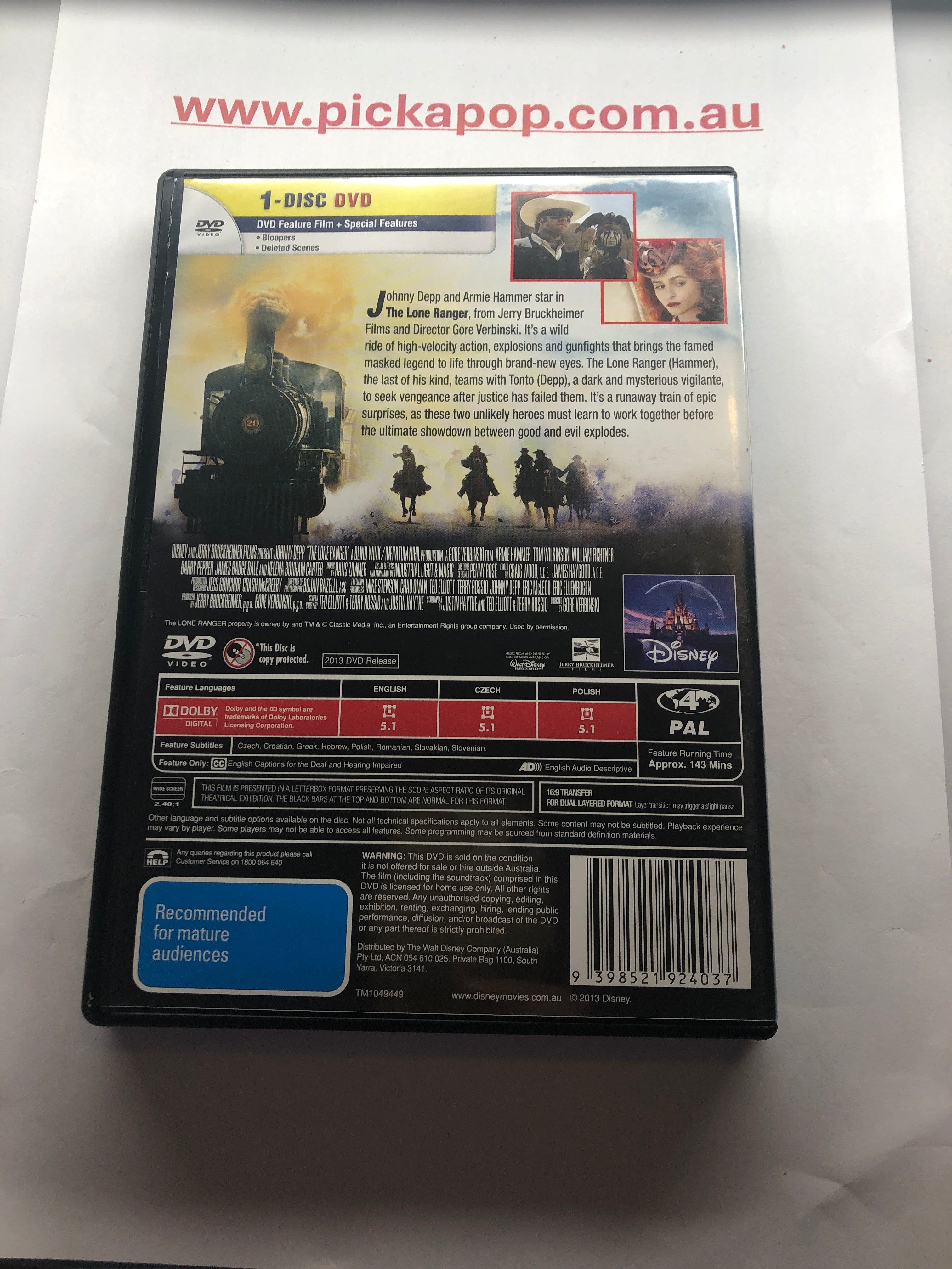 THE LONE RANGER (PAL Region 4) DVD Cleaned and Tested