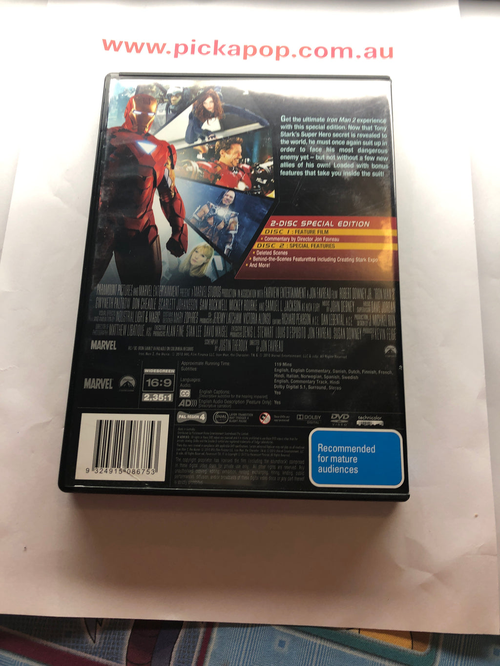 IRON MAN 2,2 DISC SPECIAL EDITION - (PAL Region 4) DVD Cleaned and Tested