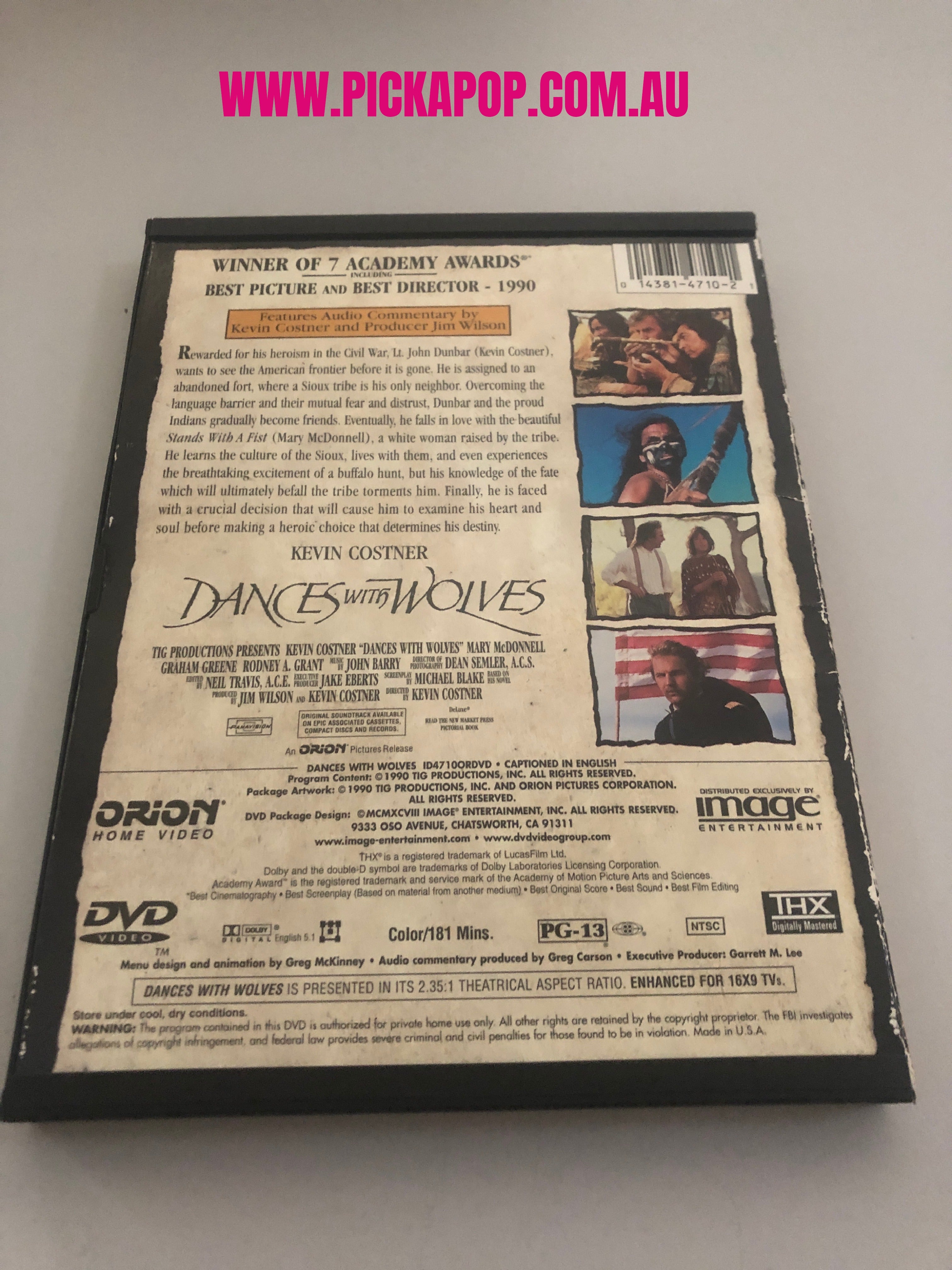 DANCES WITH WOLVES - (PAL Region 4) DVD Cleaned and Tested