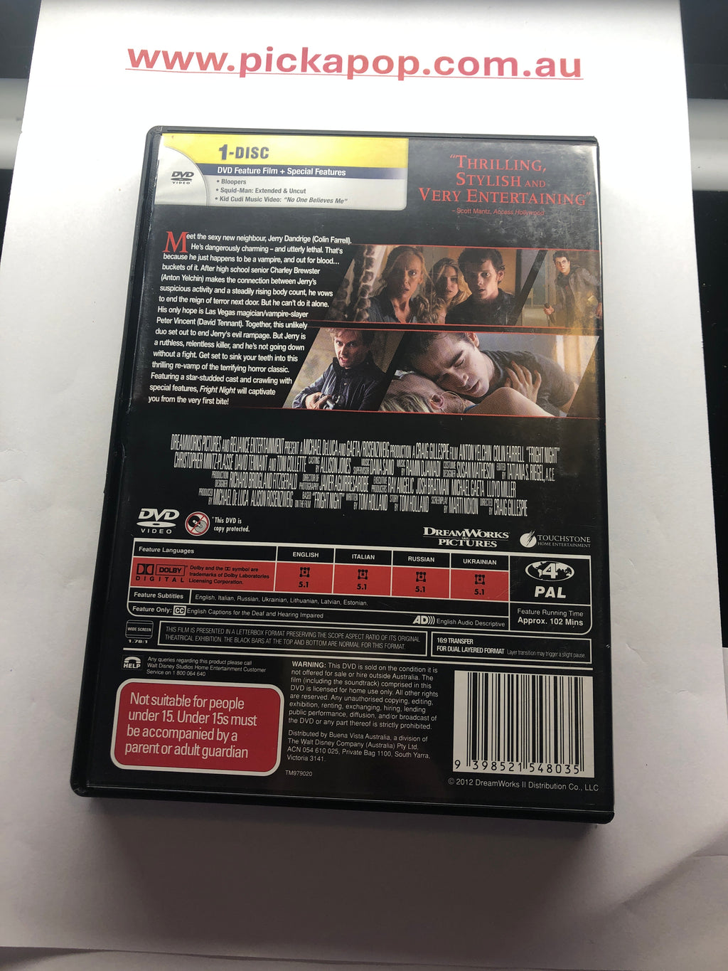 FRIGHT NIGHT - (PAL Region 4) DVD Cleaned and Tested
