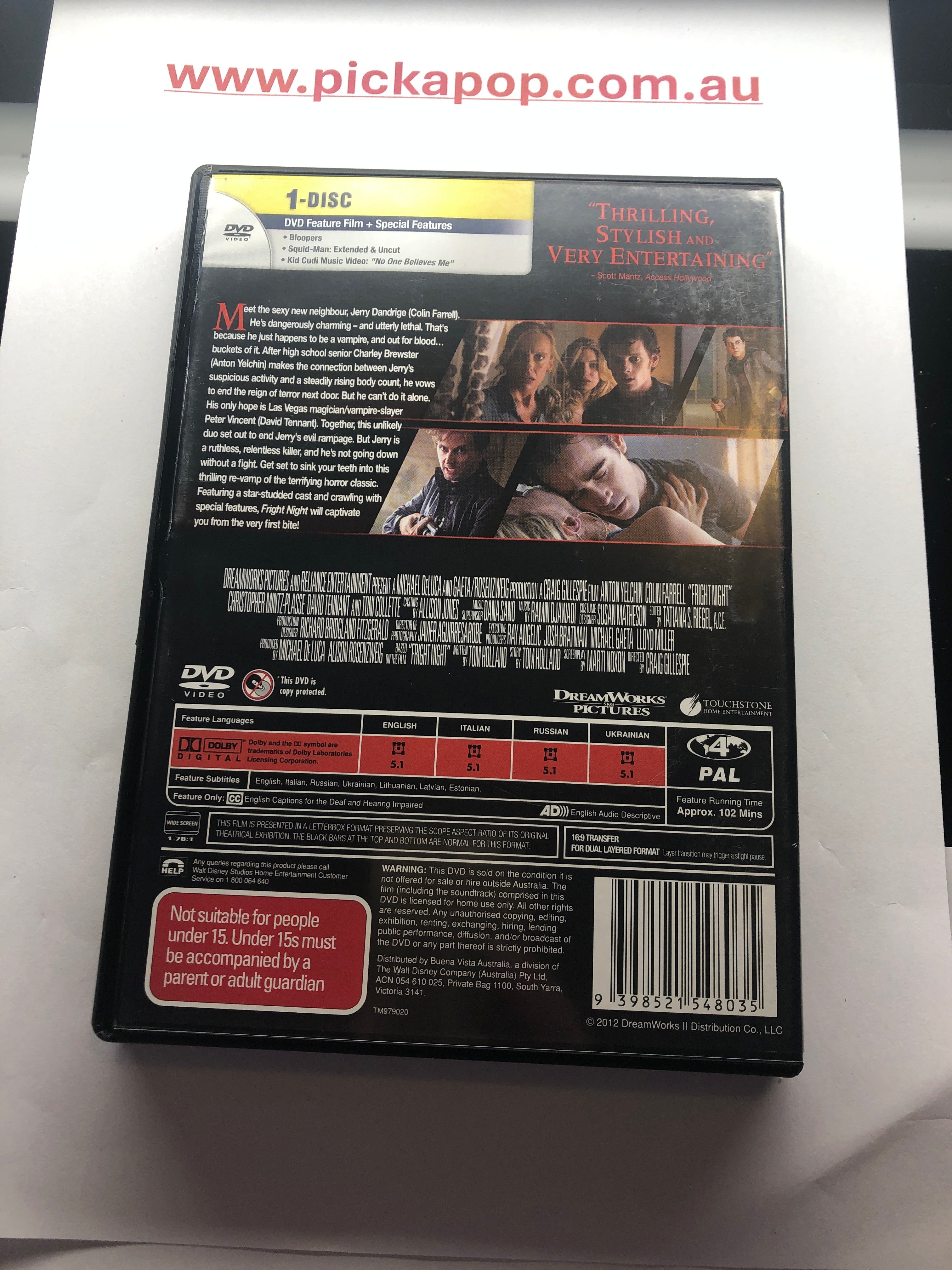 FRIGHT NIGHT - (PAL Region 4) DVD Cleaned and Tested