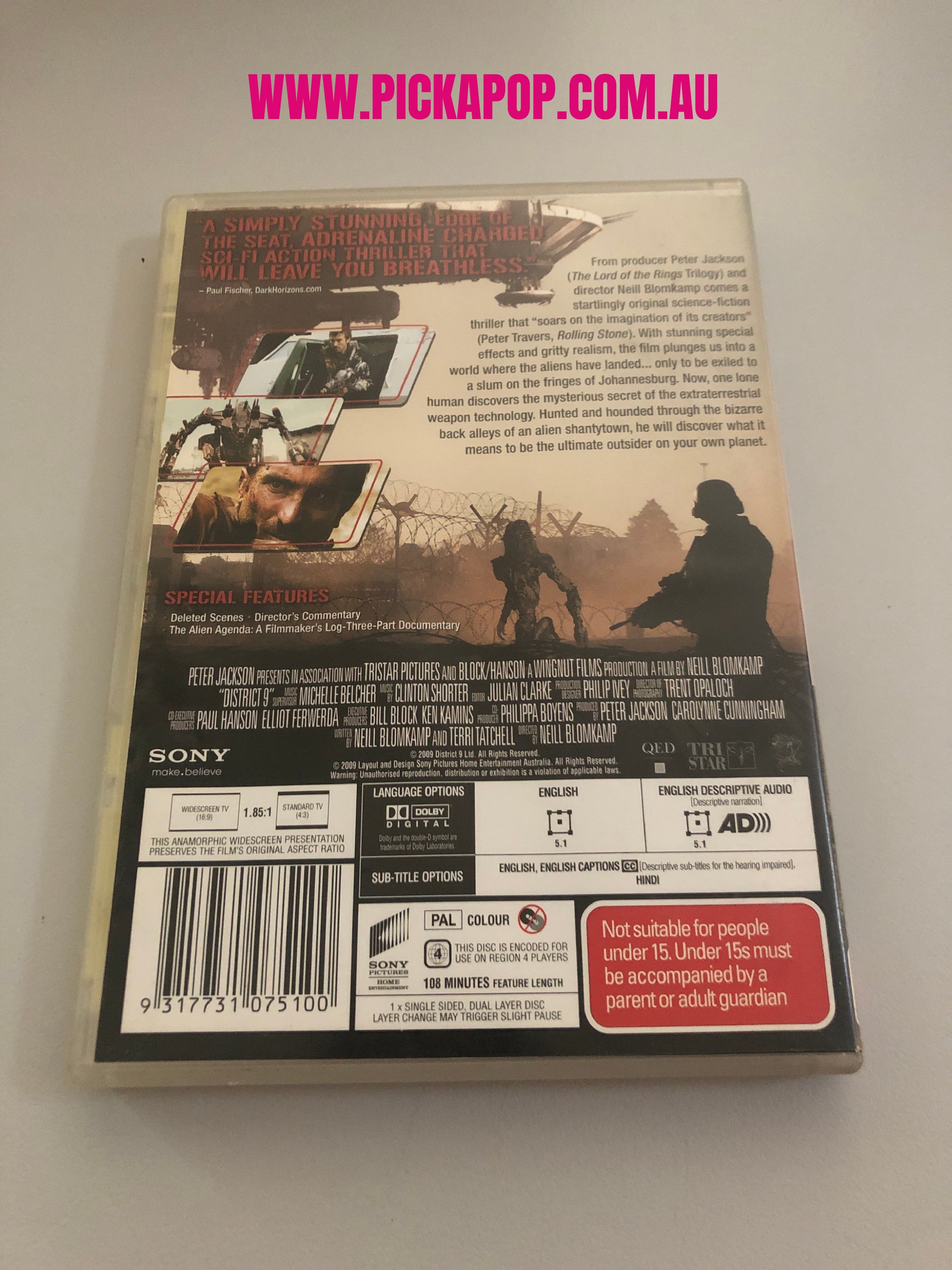 DISTRICIT 9 - (PAL Region 4) DVD Cleaned and Tested