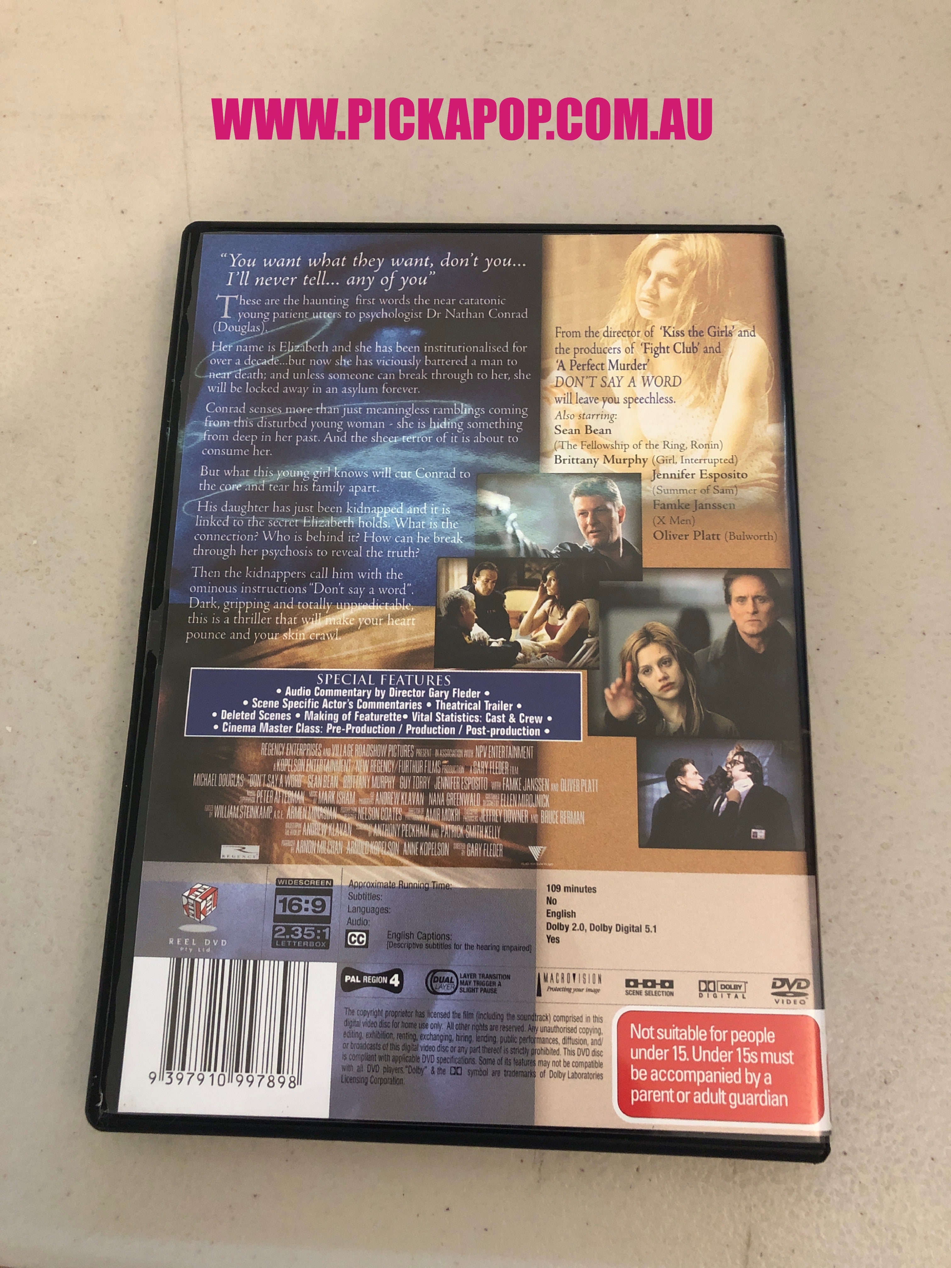 DON'T SAY A WORD - PAL Region 4 - DVD Cleaned and Tested
