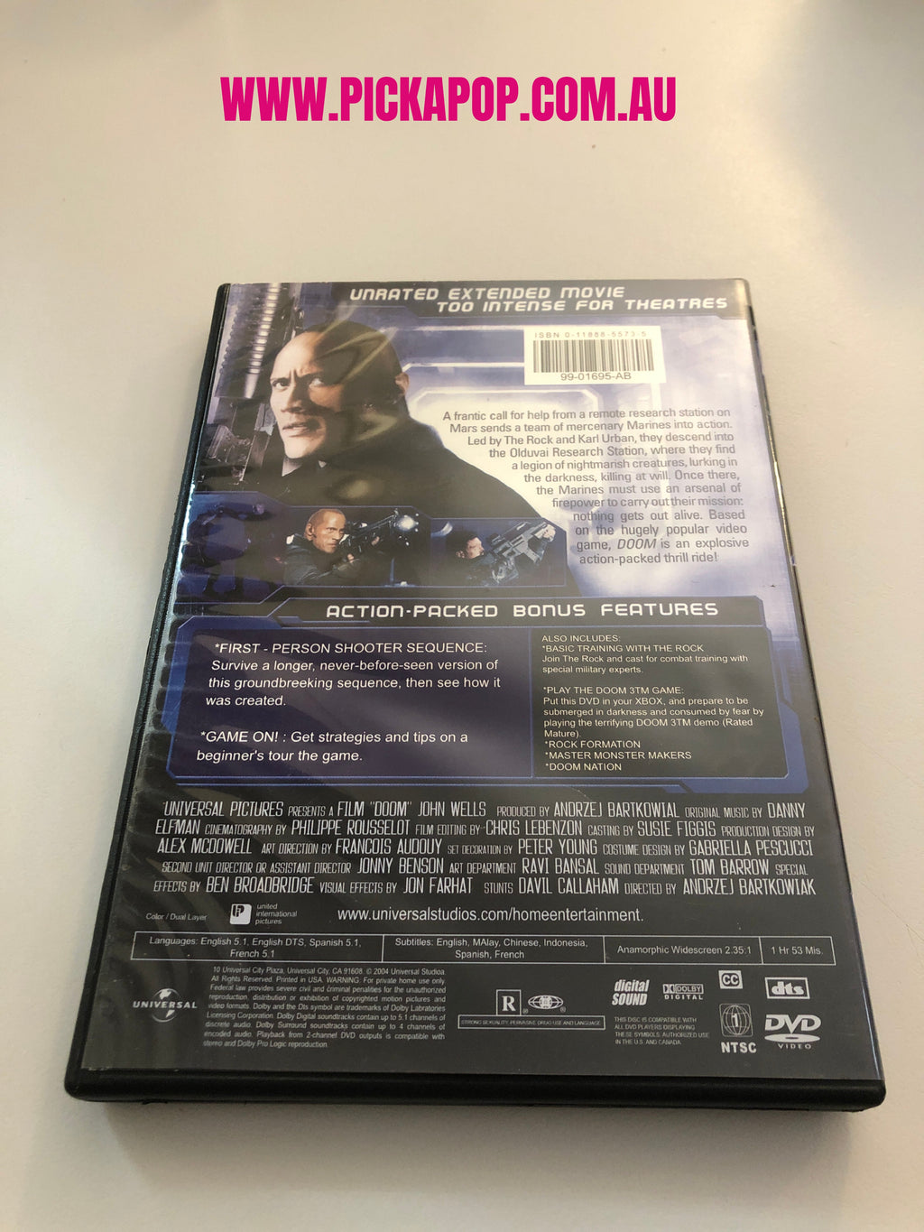 DOOM UNRATED EXTENDED EDITION - (PAL Region 4) DVD Cleaned and Tested