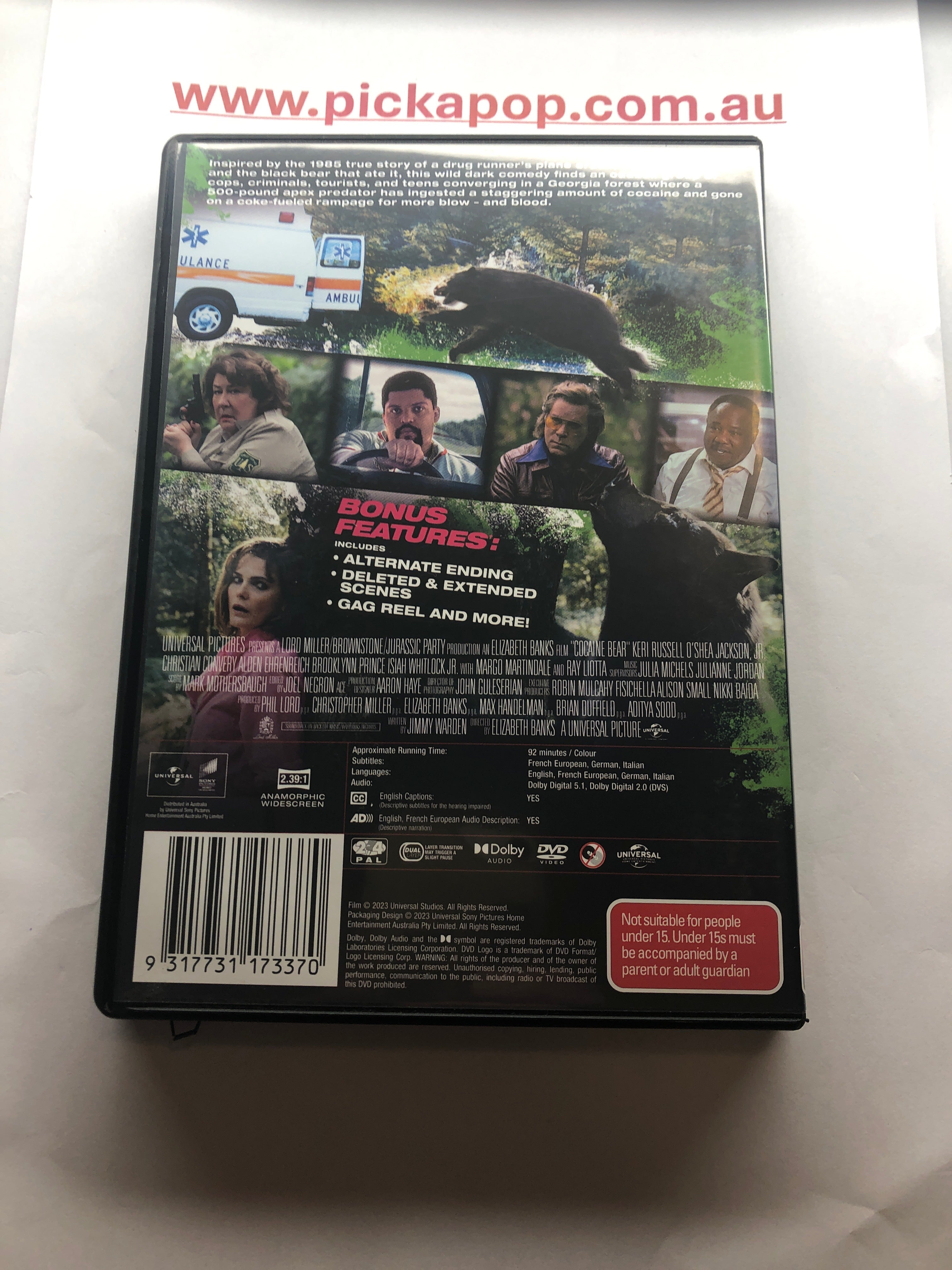 COCAINE BEAR - (PAL Region 4) DVD Cleaned and Tested