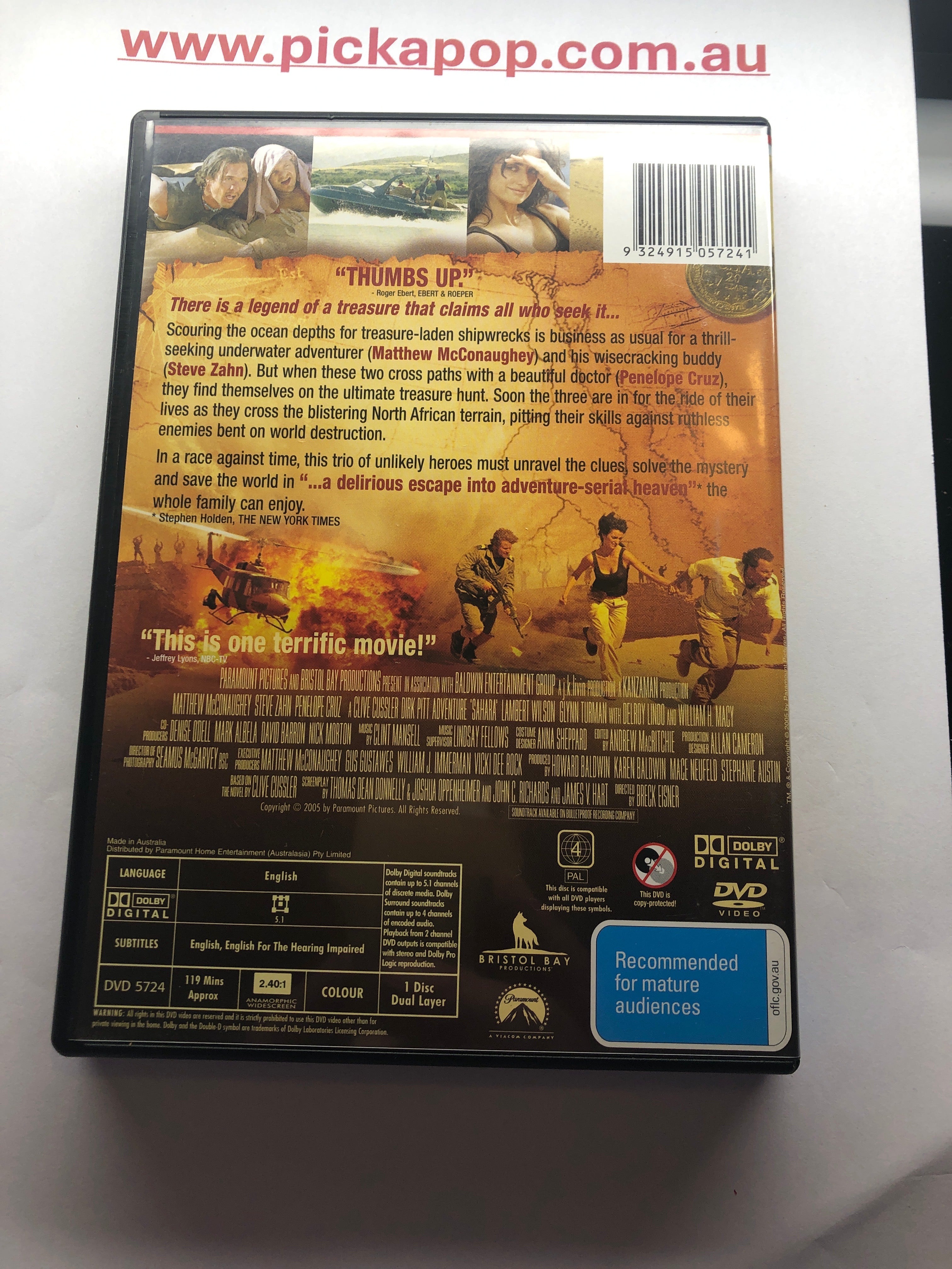 SAHARA PARAMOUNT COLLECTION - (PAL Region 4) DVD Cleaned and Tested