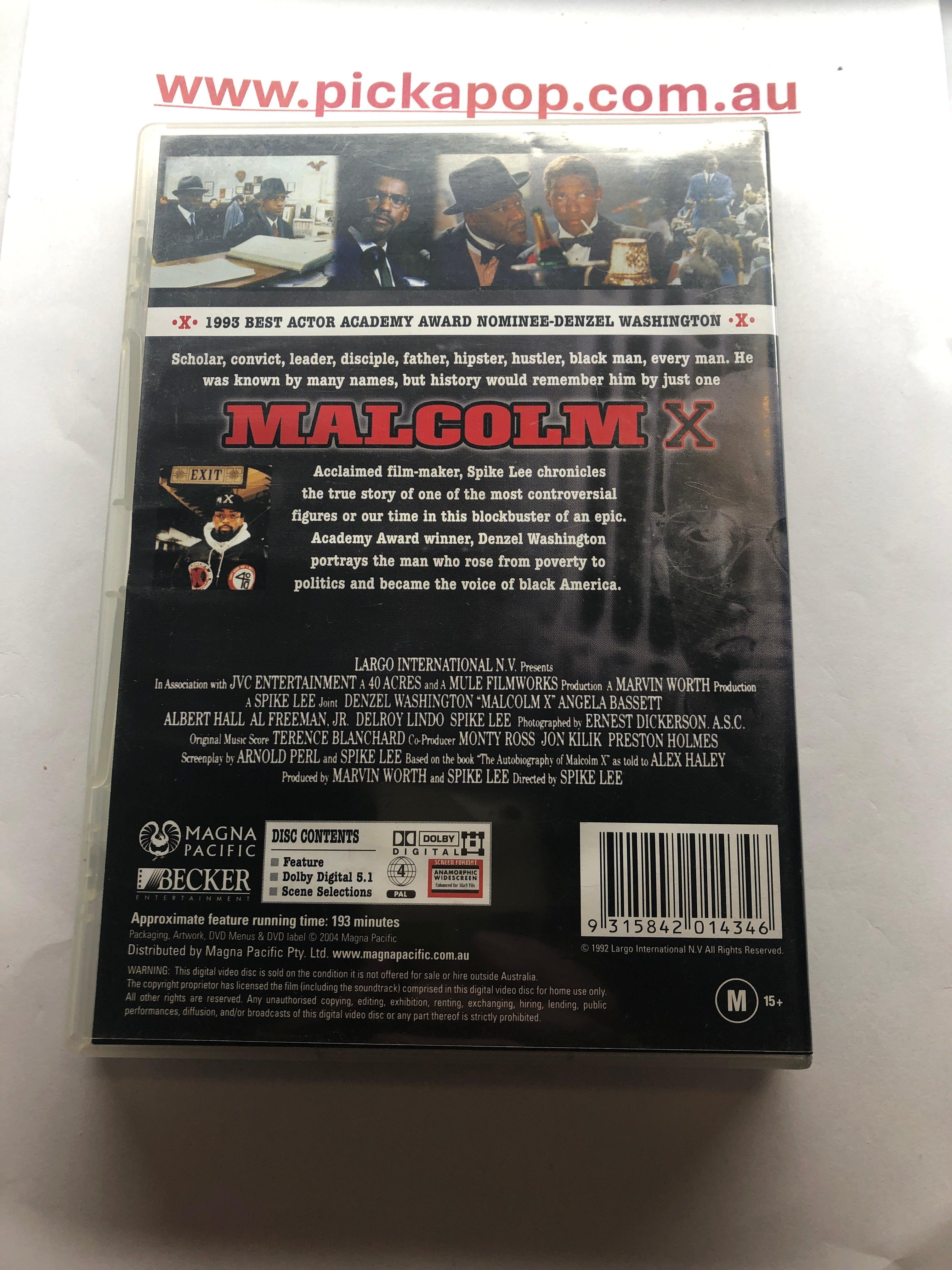 MALCOLM X - (PAL Region 4) DVD Cleaned and Tested