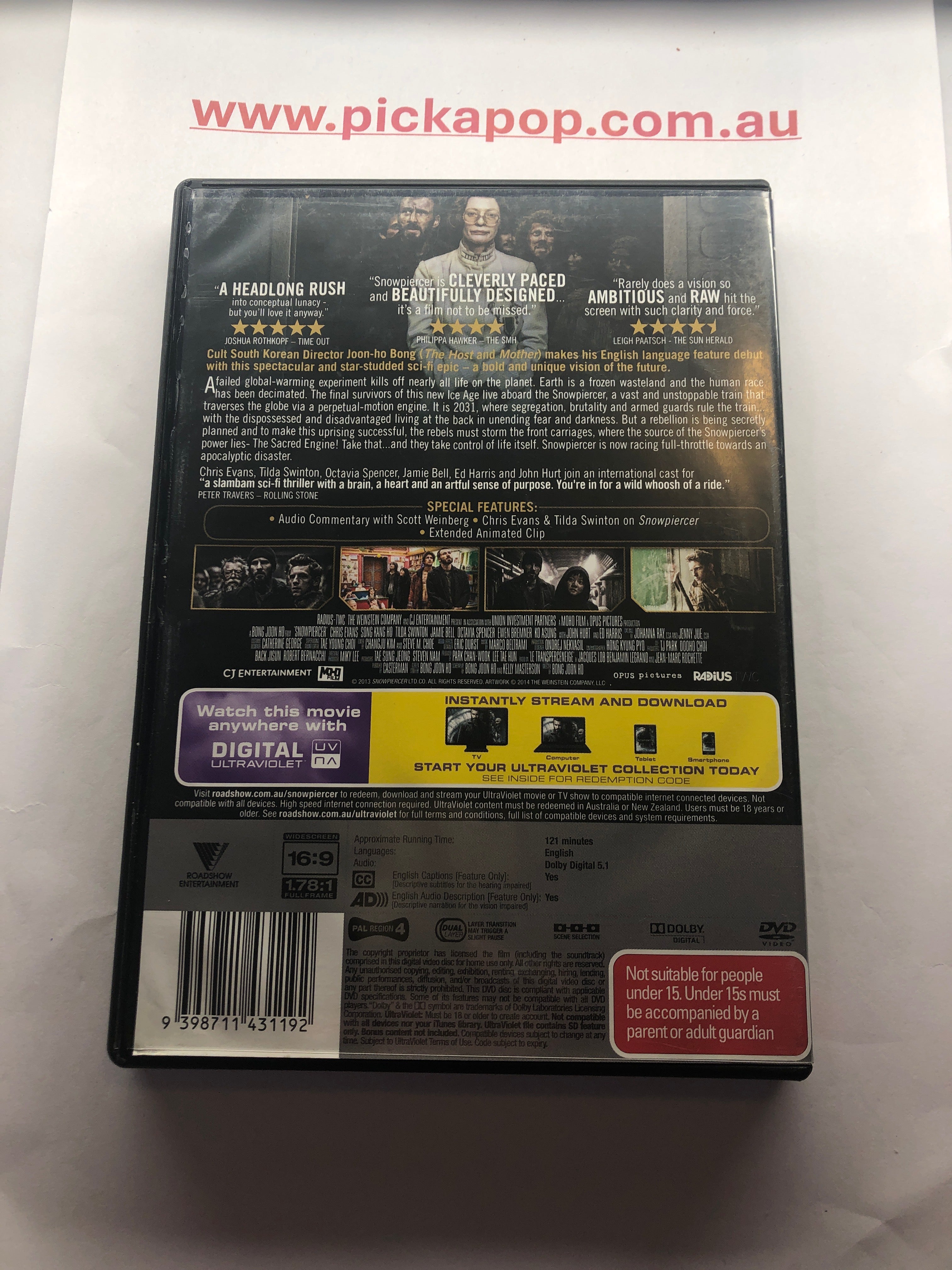 SNOWPIERCER DVD & DIGITAL ULTRALVIOLET- (PAL Region 4) DVD Cleaned and Tested