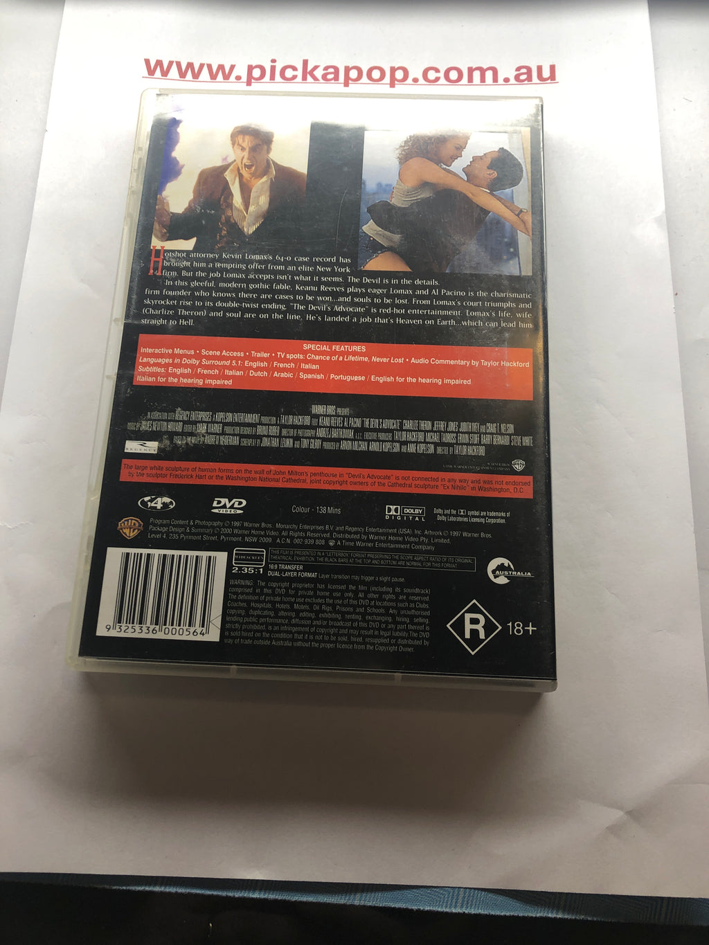 DEVILS ADVOCATE - (PAL Region 4) DVD Cleaned and Tested