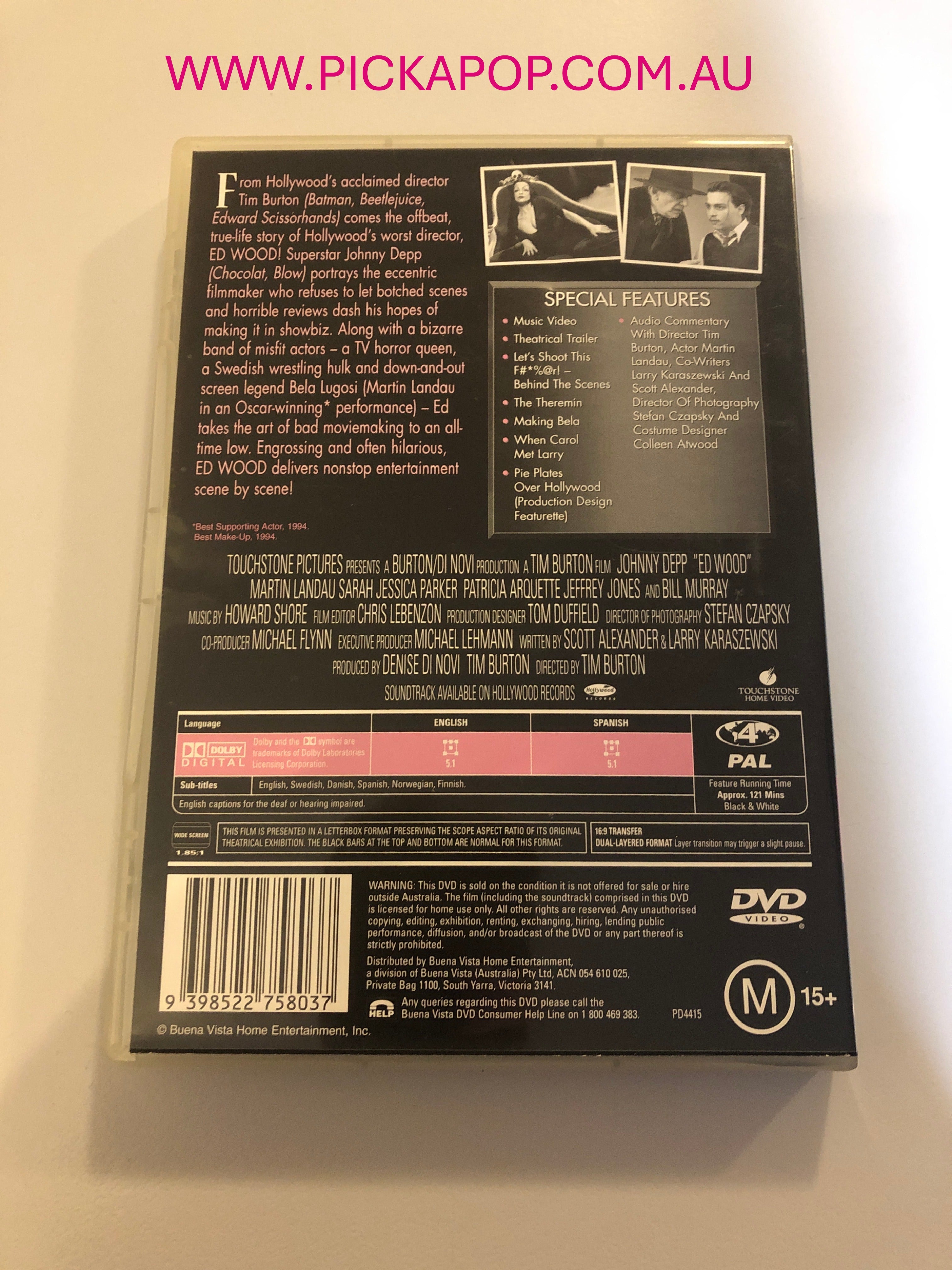 ED WOOD - (PAL Region 4) DVD Cleaned and Tested
