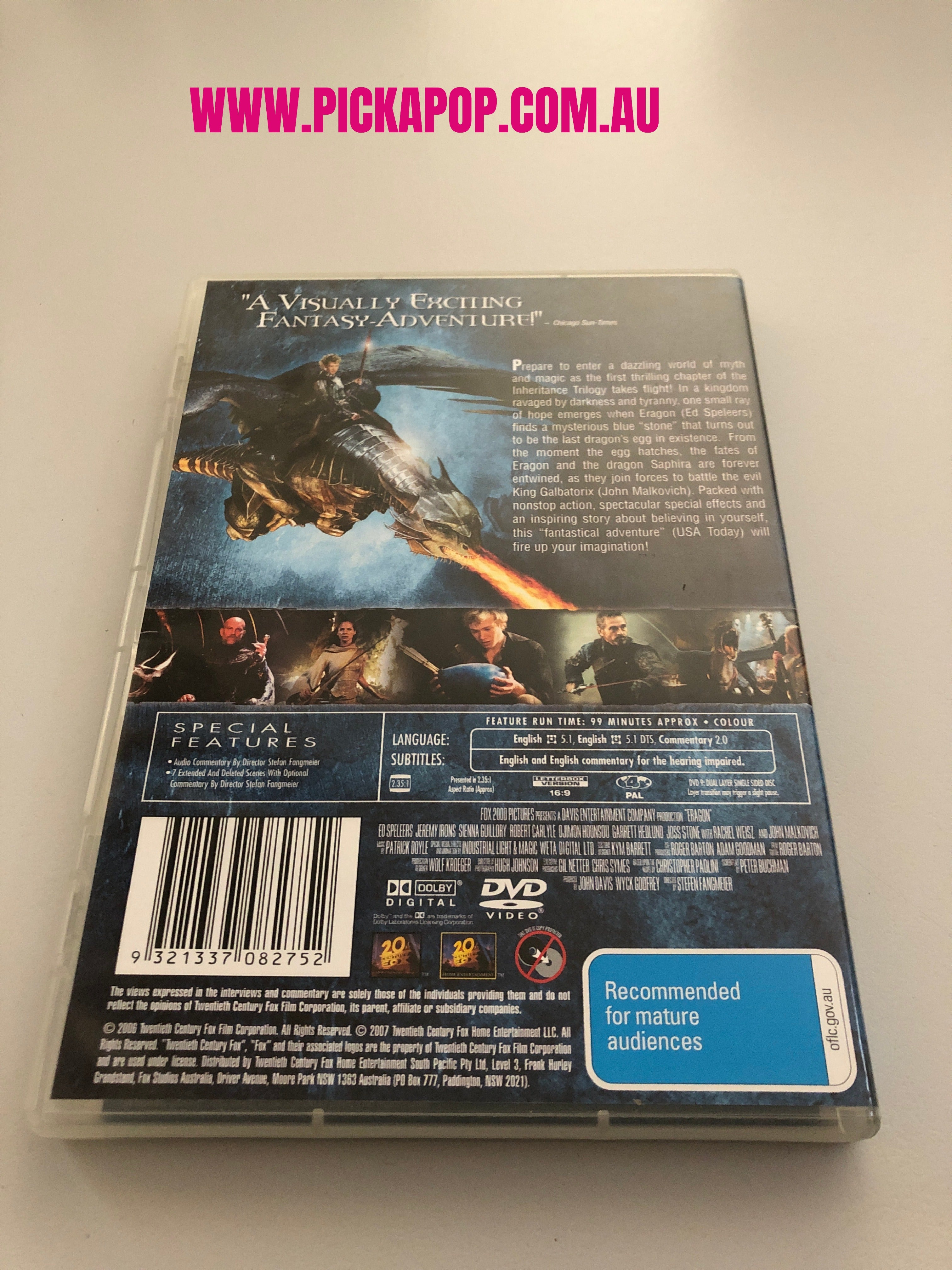 ERAGON - (PAL Region 4) DVD Cleaned and Tested