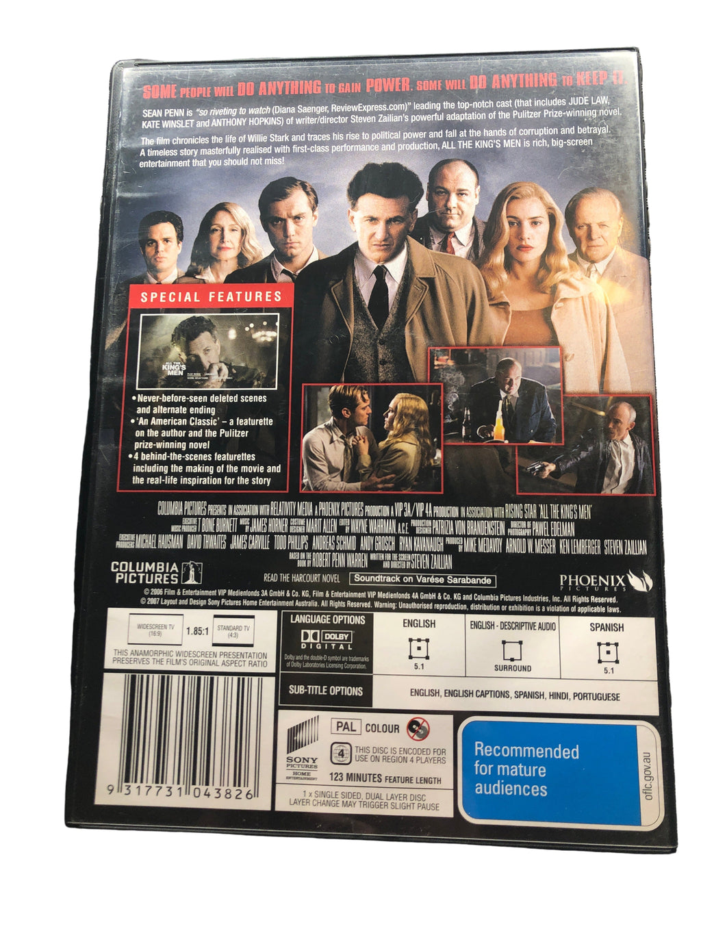 ALL THE KING'S MEN - (PAL Region 4) DVD Cleaned and Tested