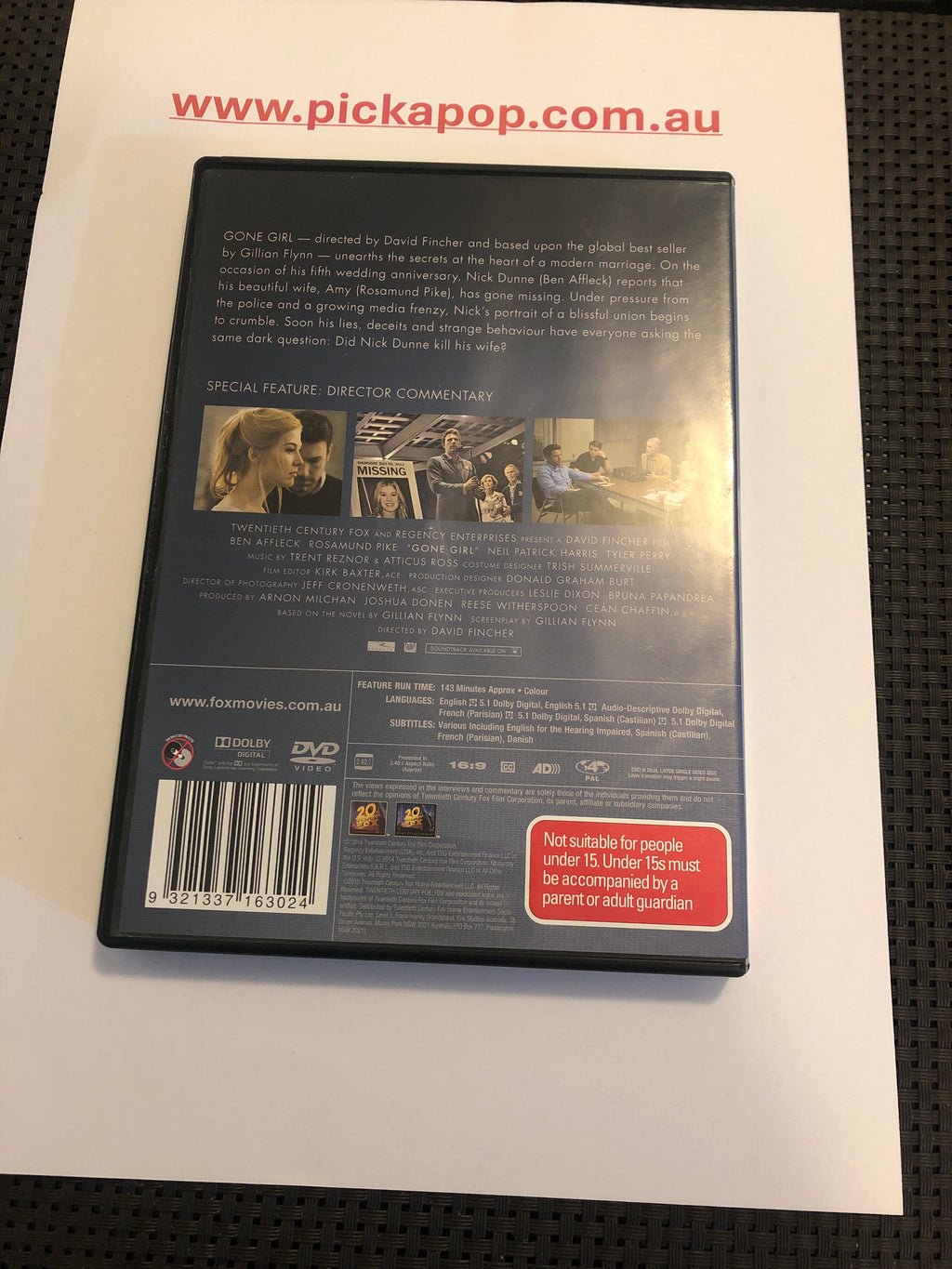 GONE GIRL - (PAL Region 4) DVD Cleaned and Tested