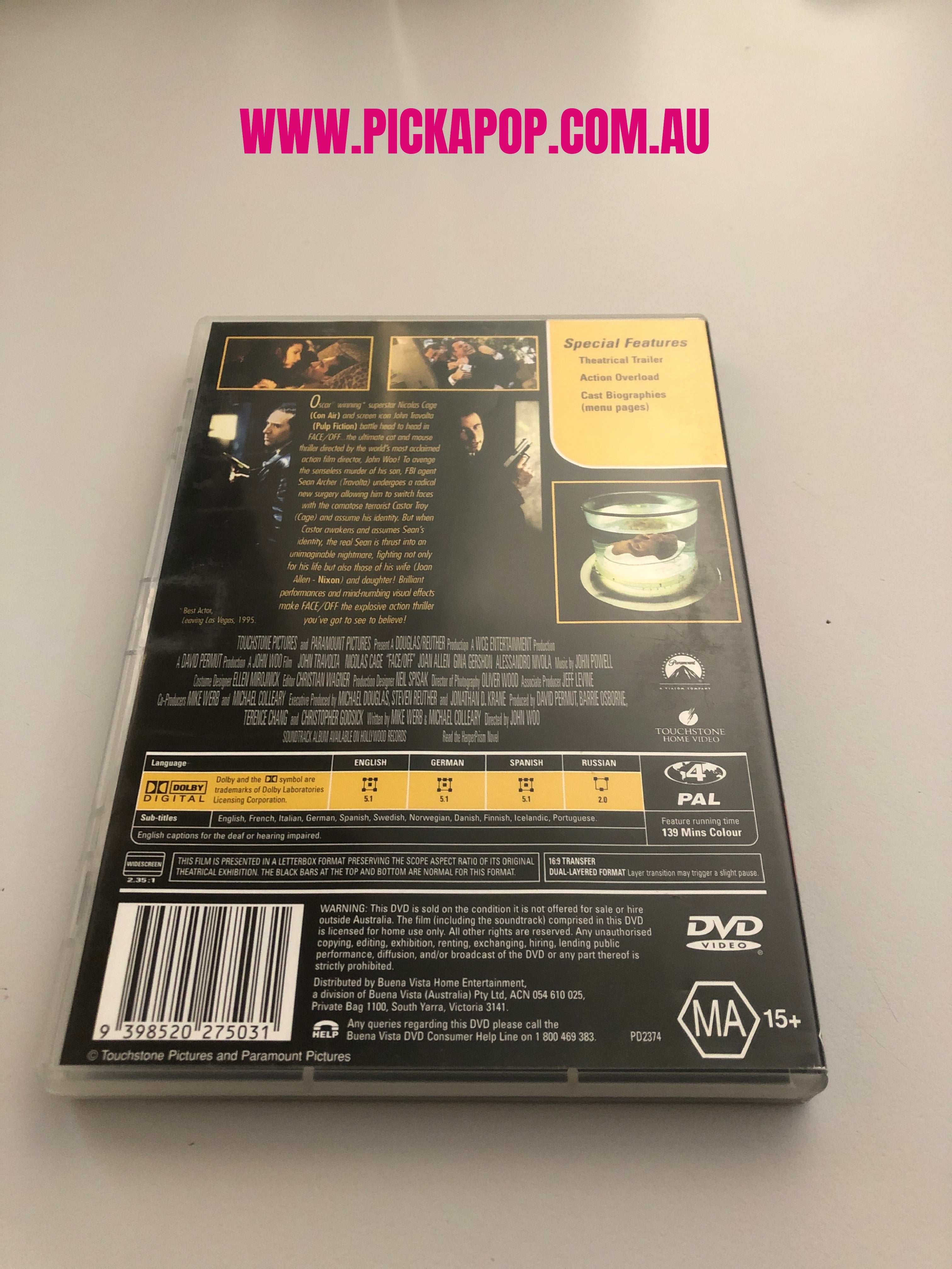 FACE/OFF - (PAL Region 4) DVD Cleaned and Tested