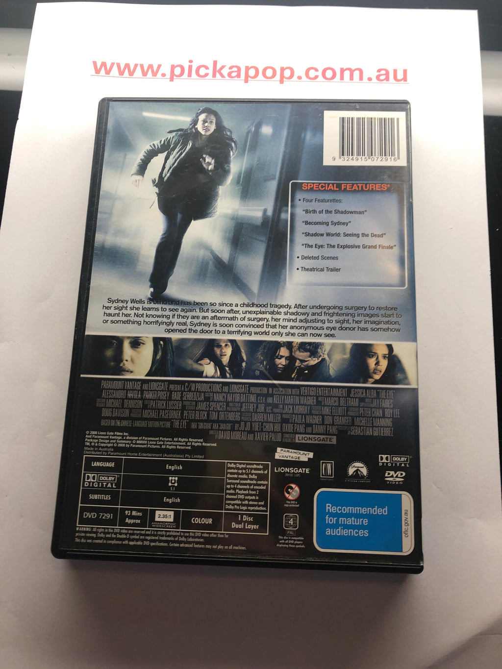 THE EYE - (PAL Region 4) DVD Cleaned and Tested