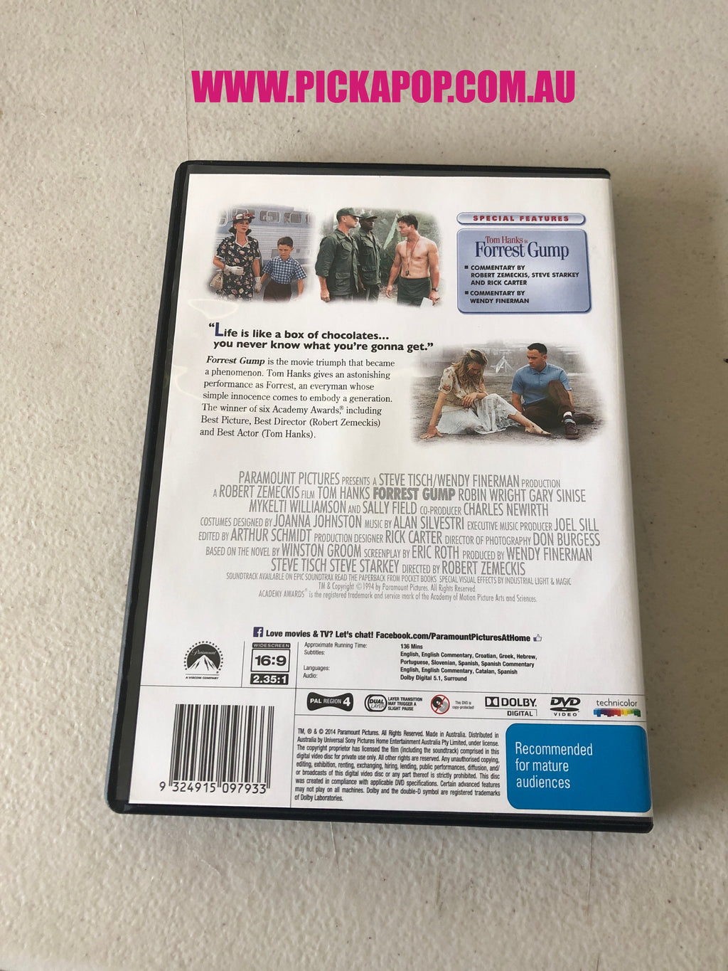 FORREST GUMP - PAL Region 4 - DVD Cleaned and Tested