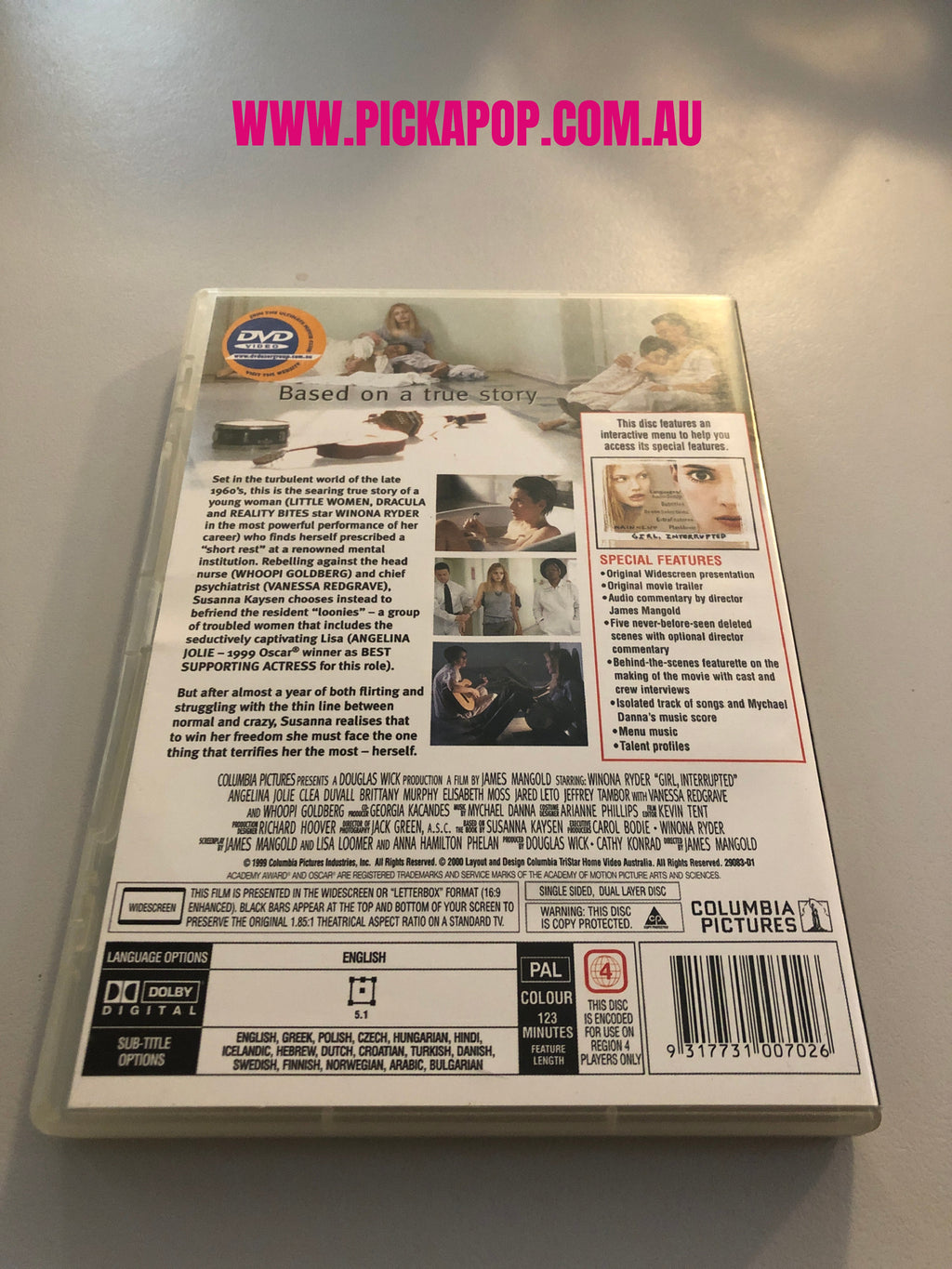 GIRL,INTERRUPTED - (PAL Region 4) DVD Cleaned and Tested