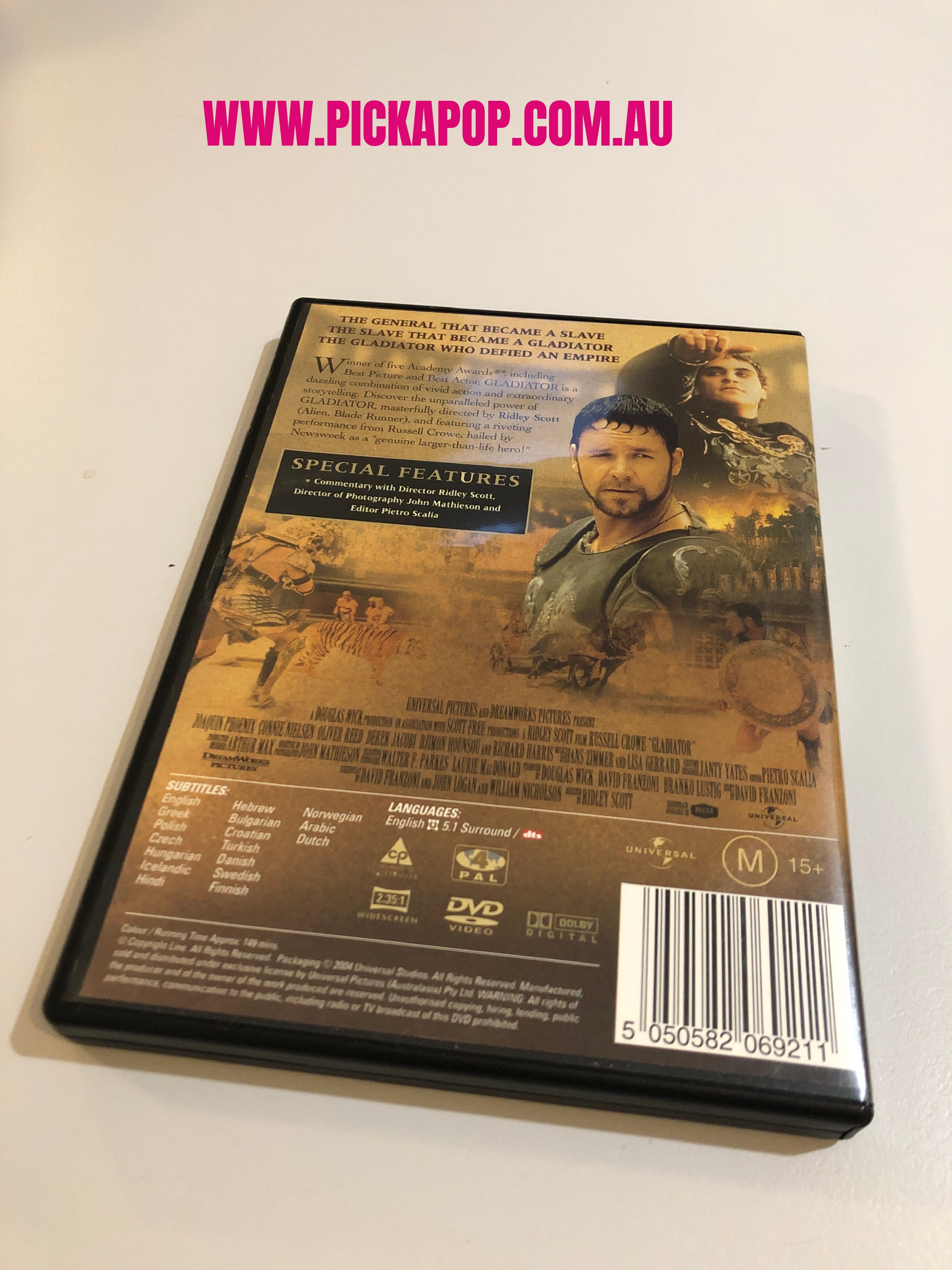 GLADITOR - (PAL Region 4) DVD Cleaned and Tested