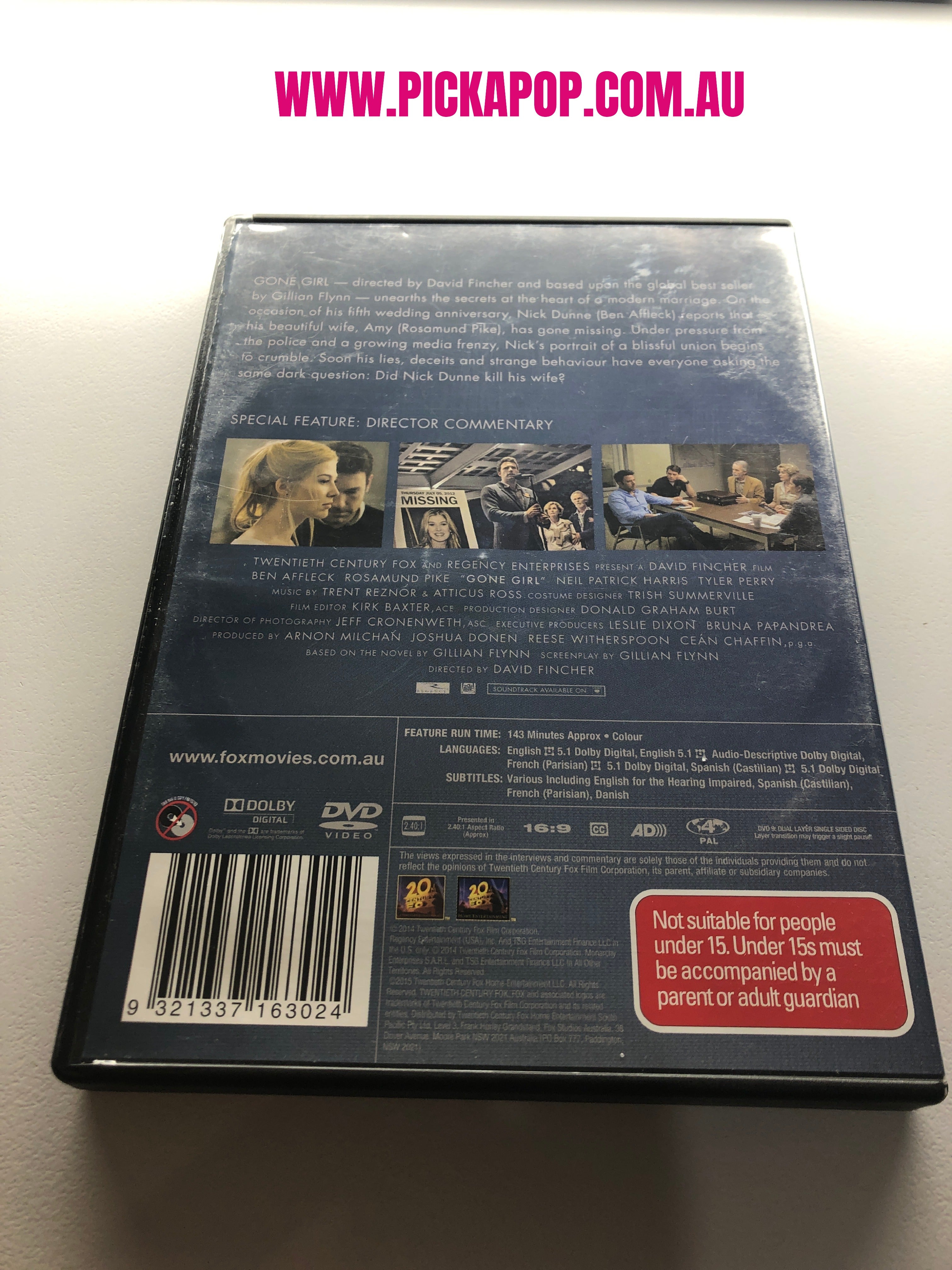 GONE GIRL - (PAL Region 4) DVD Cleaned and Tested