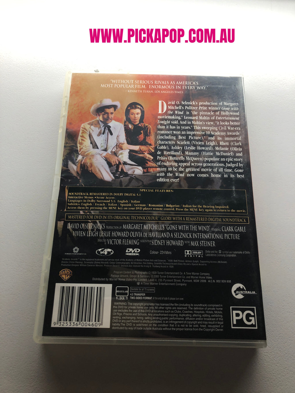 GONE WITH THE WIND - (PAL Region 4) DVD Cleaned and Tested