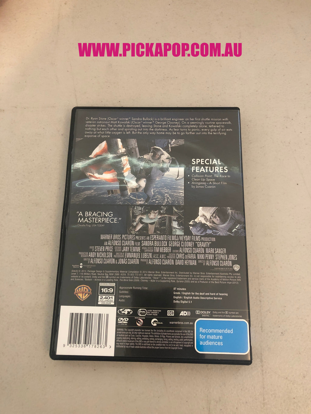 GRAVITY - PAL Region 4 -DVD Cleaned and Tested