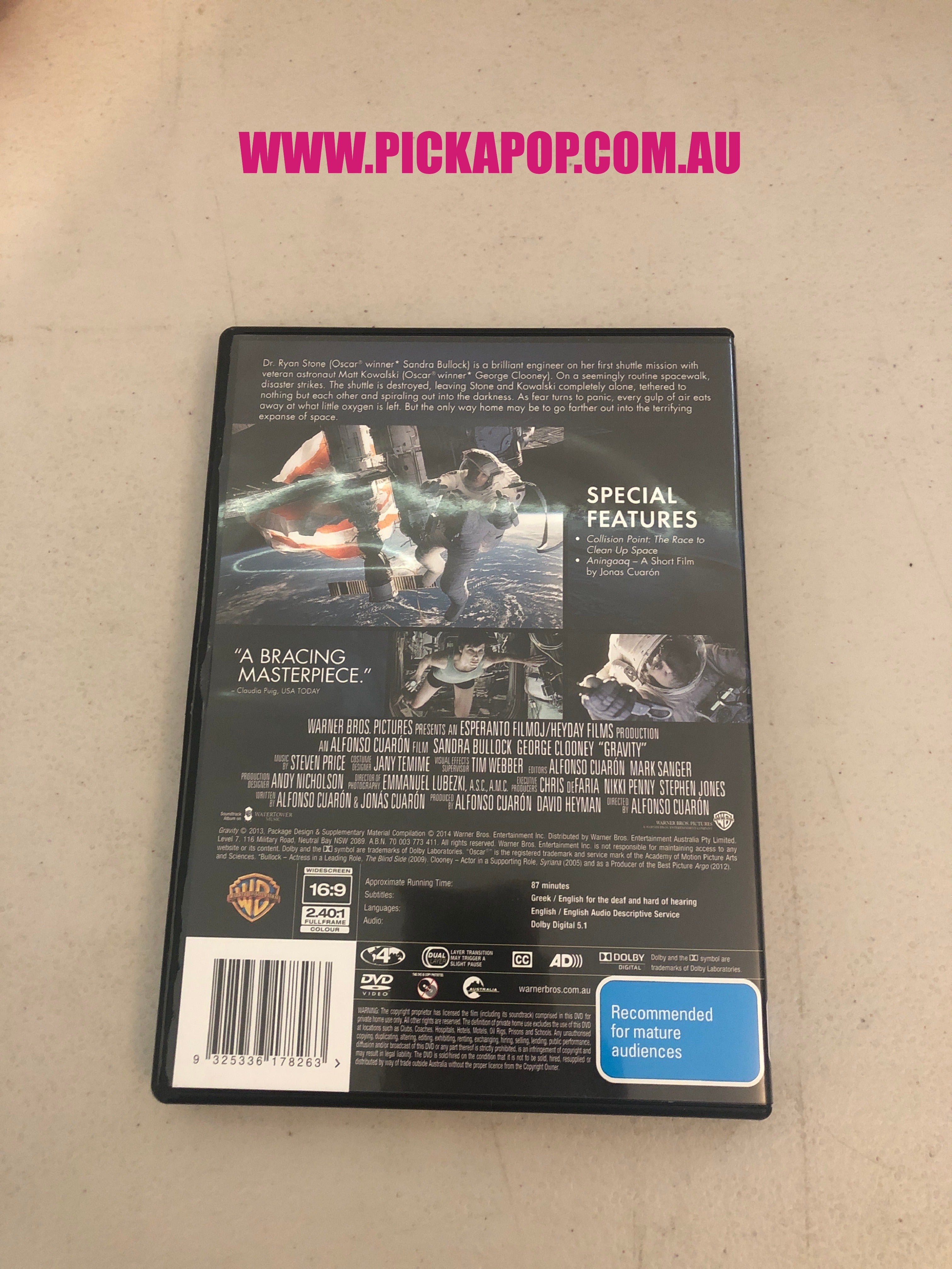 GRAVITY - PAL Region 4 -DVD Cleaned and Tested