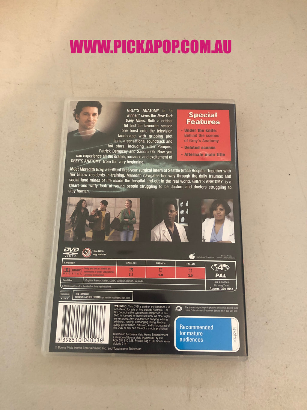 GREYS ANATOMY - PAL Region 4 - DVD Cleaned and Tested