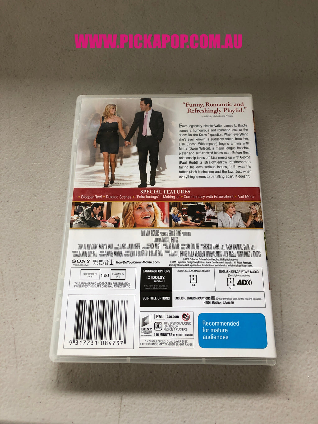 HOW DO YOU KNOW - PAL Region 4 - DVD Cleaned and Tested