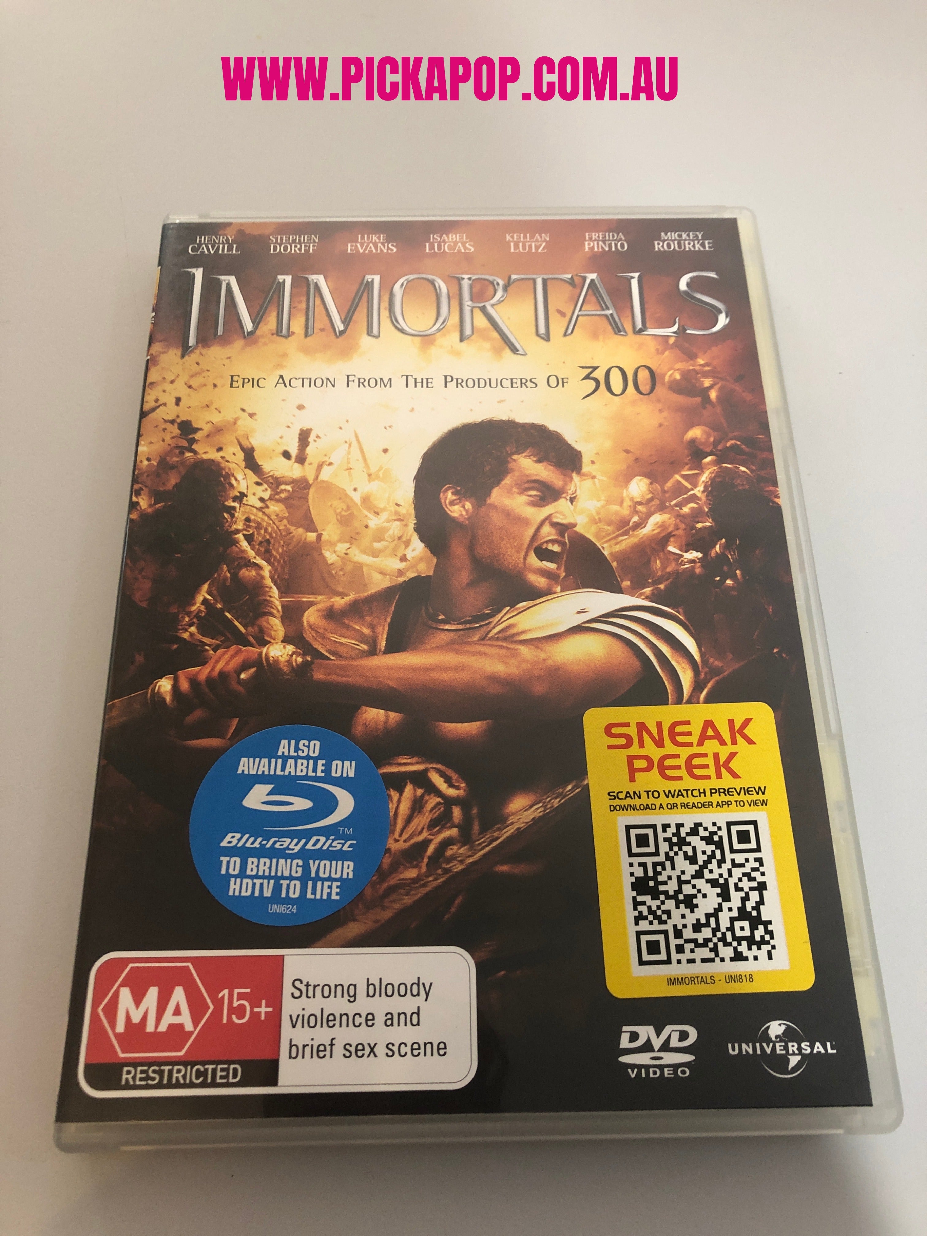 IMMORTALS - (PAL Region 4) DVD Cleaned and Tested