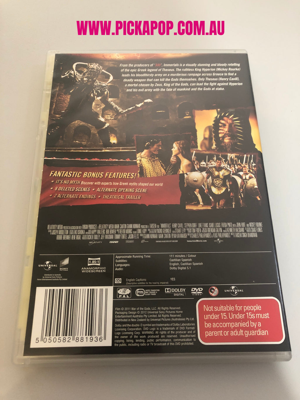 IMMORTALS - (PAL Region 4) DVD Cleaned and Tested