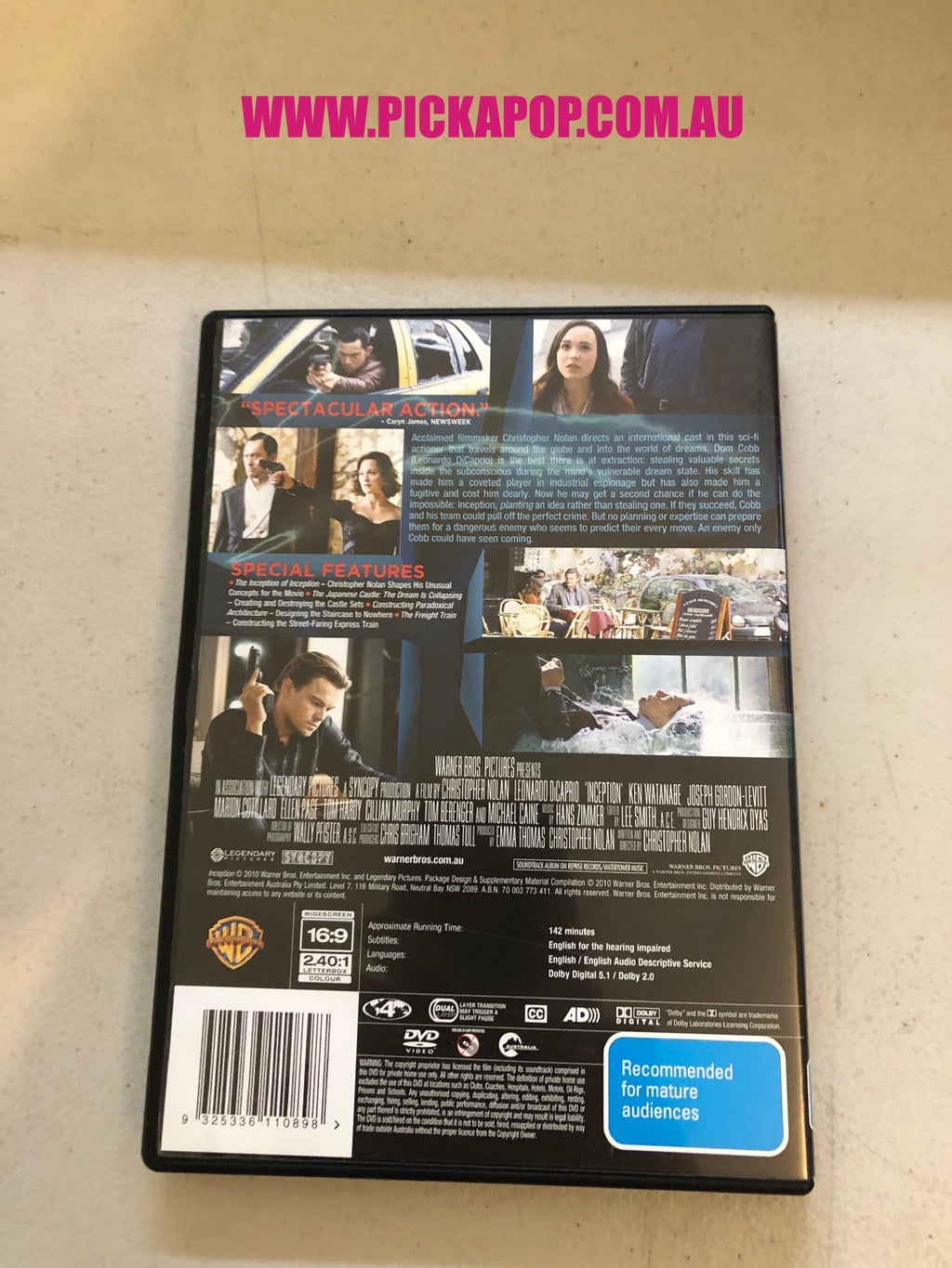 INCEPTION - PAL Region 4 - DVD Cleaned and Tested