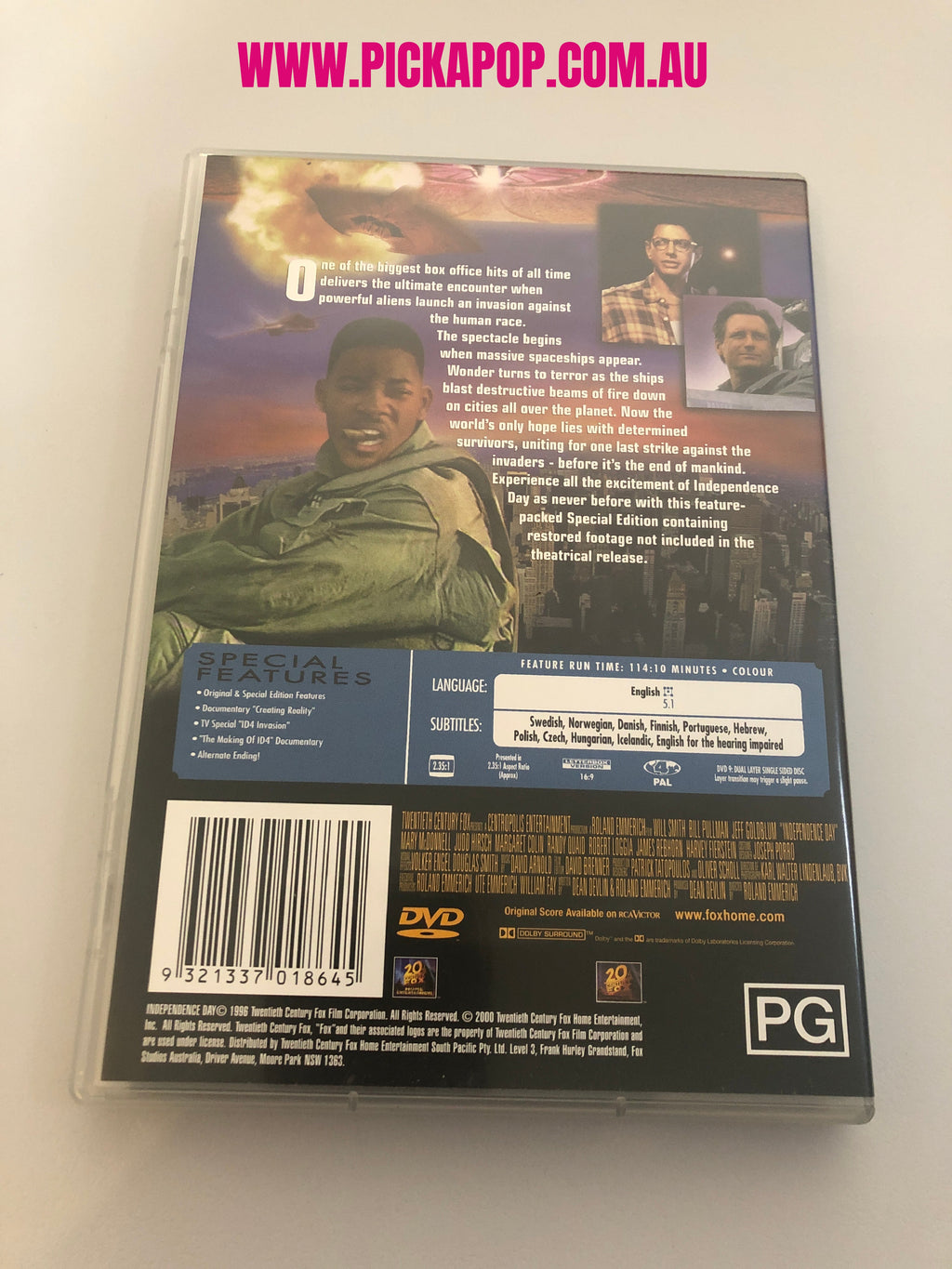 INDEPENDENCE DAY - SPECIAL EDITION 2 DISC SET -  (PAL Region 4) DVD Cleaned and Tested