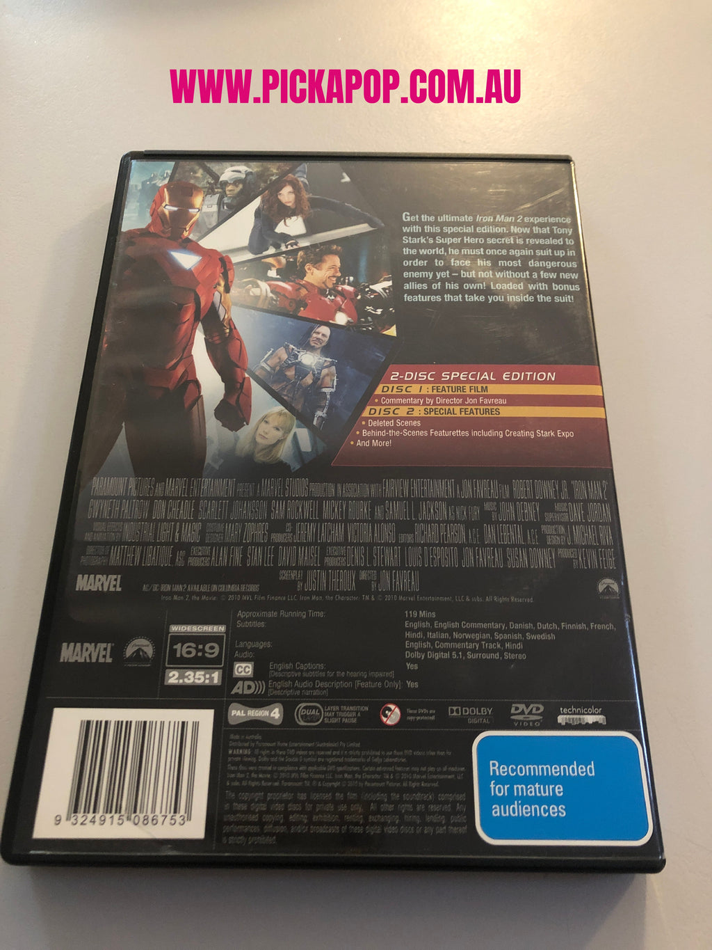 IRON MAN 2,2 DISC SPECIAL EDITION - (PAL Region 4) DVD Cleaned and Tested