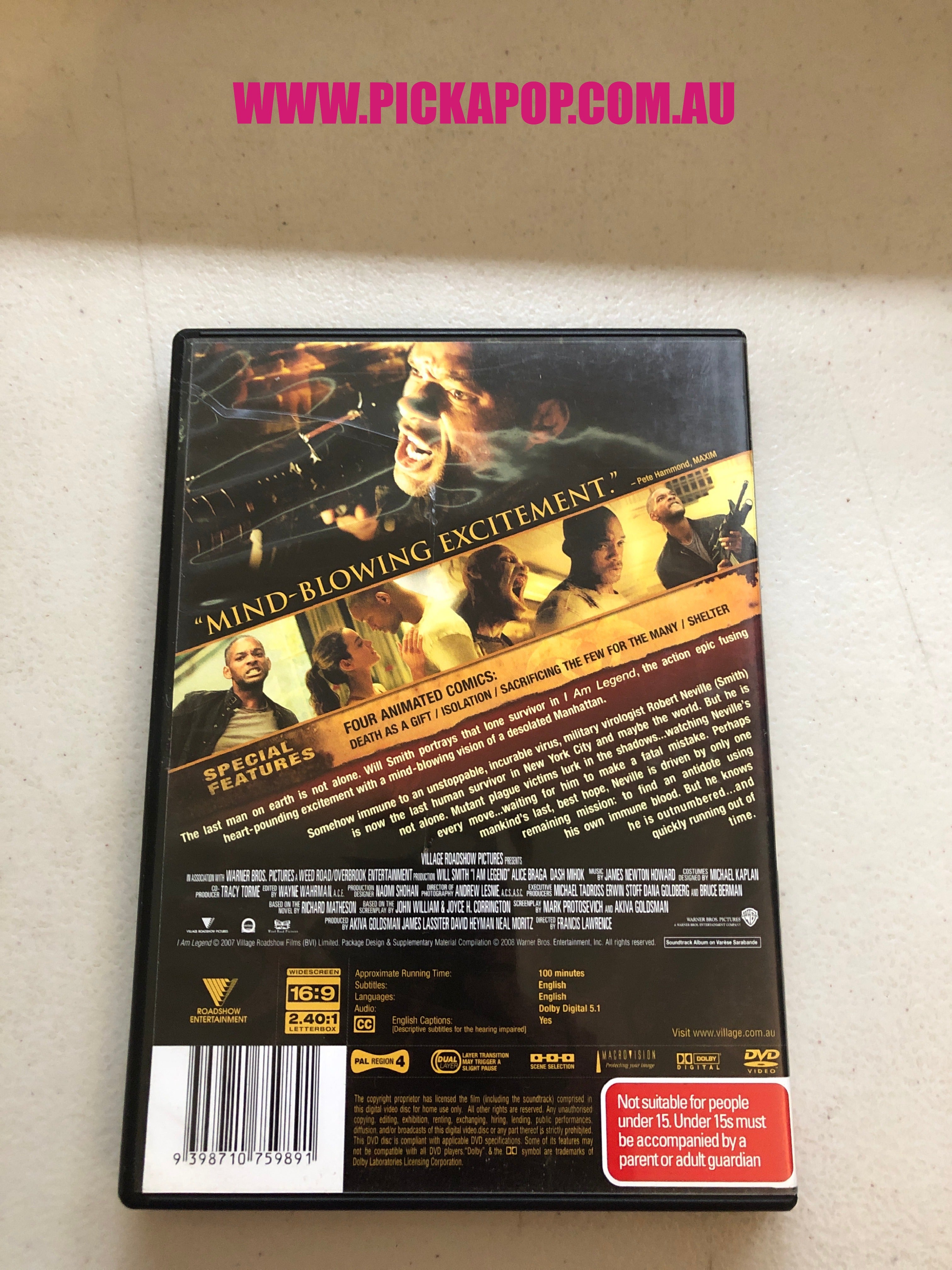 I AM LEGEND -  PAL Region 4 - DVD Cleaned and Tested