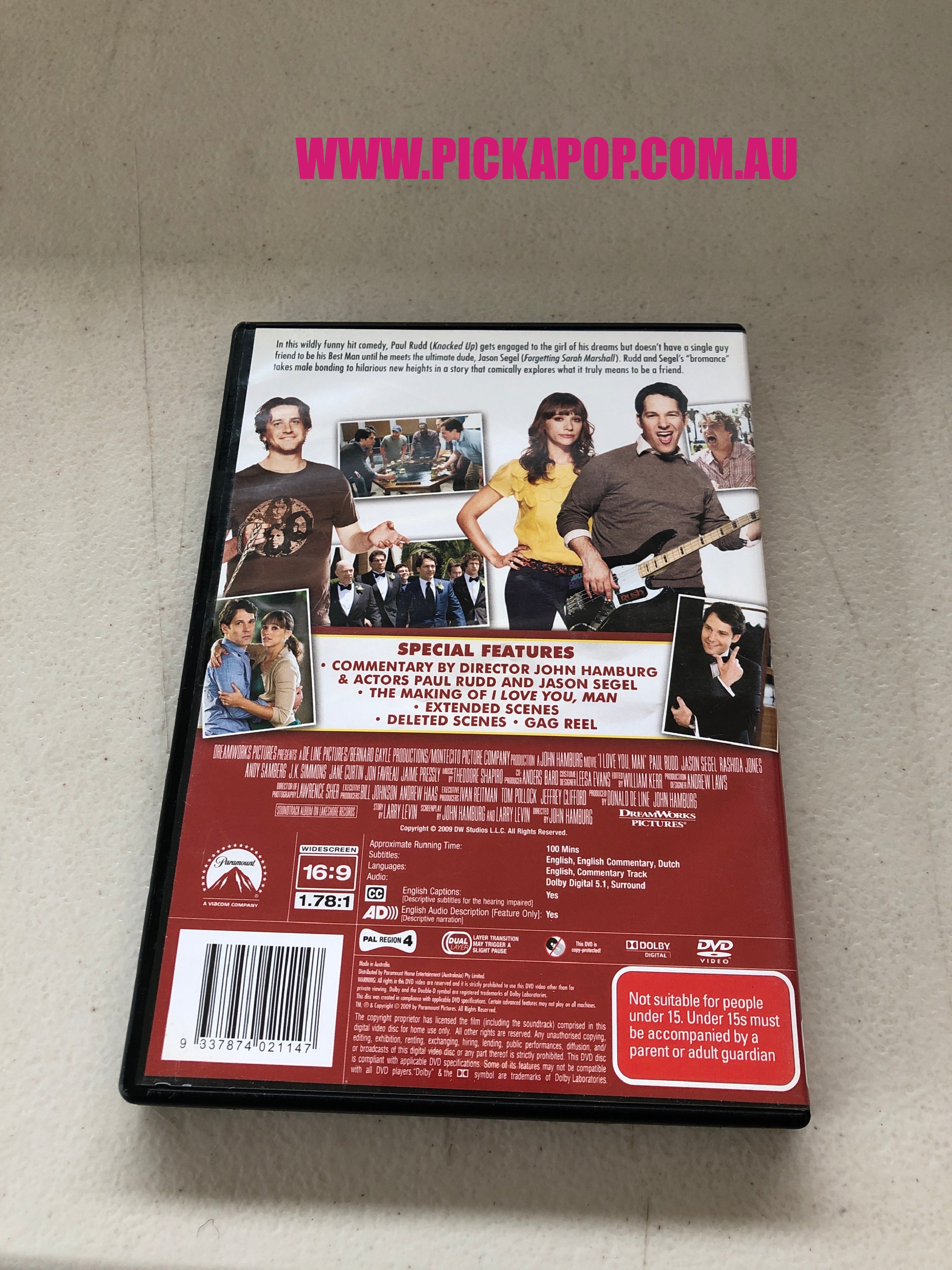 I LOVE YOU,MAN - PAL Region 4 - DVD Cleaned and Tested