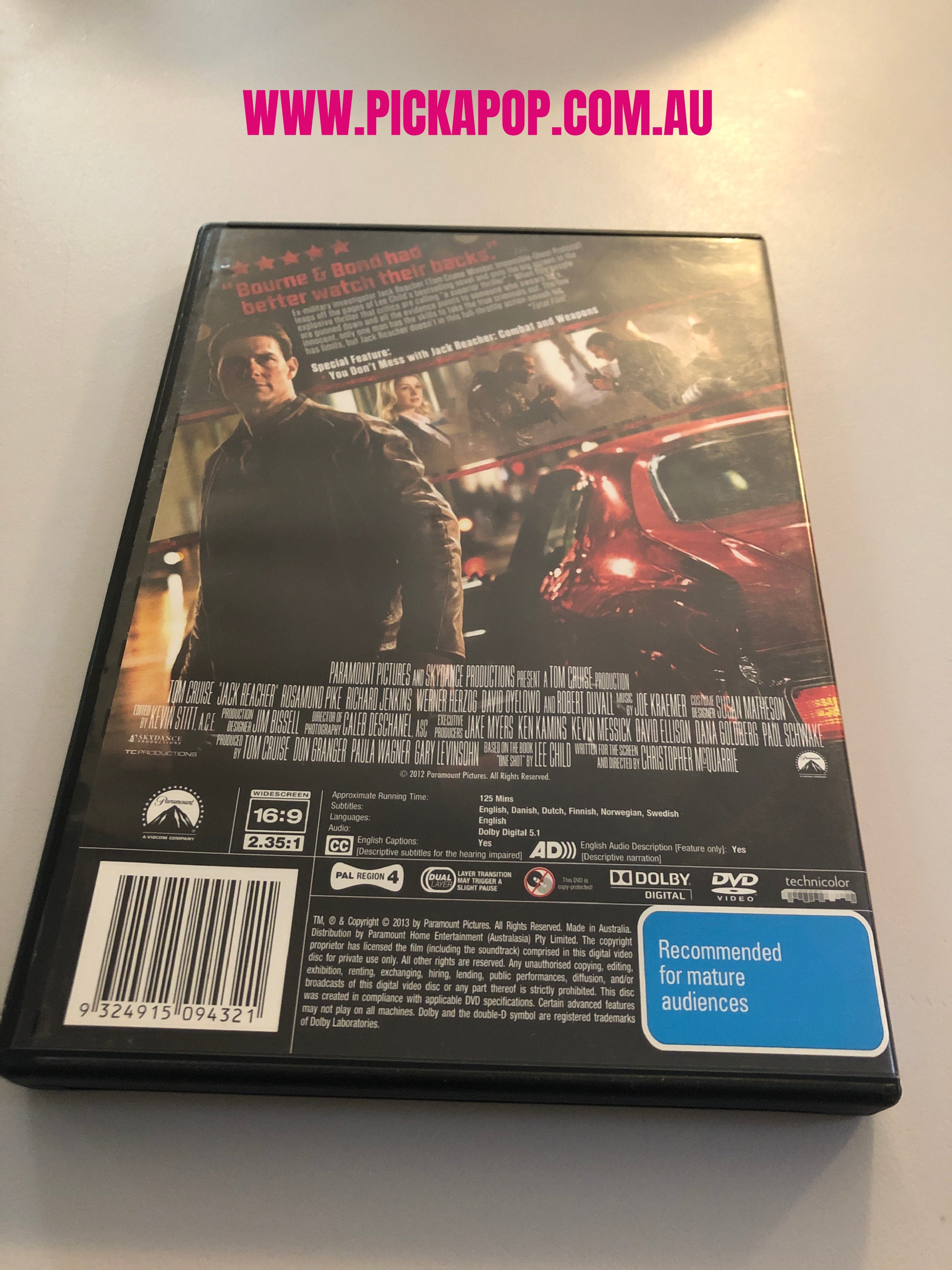 JACK REACHER - (PAL Region 4) DVD Cleaned and Tested