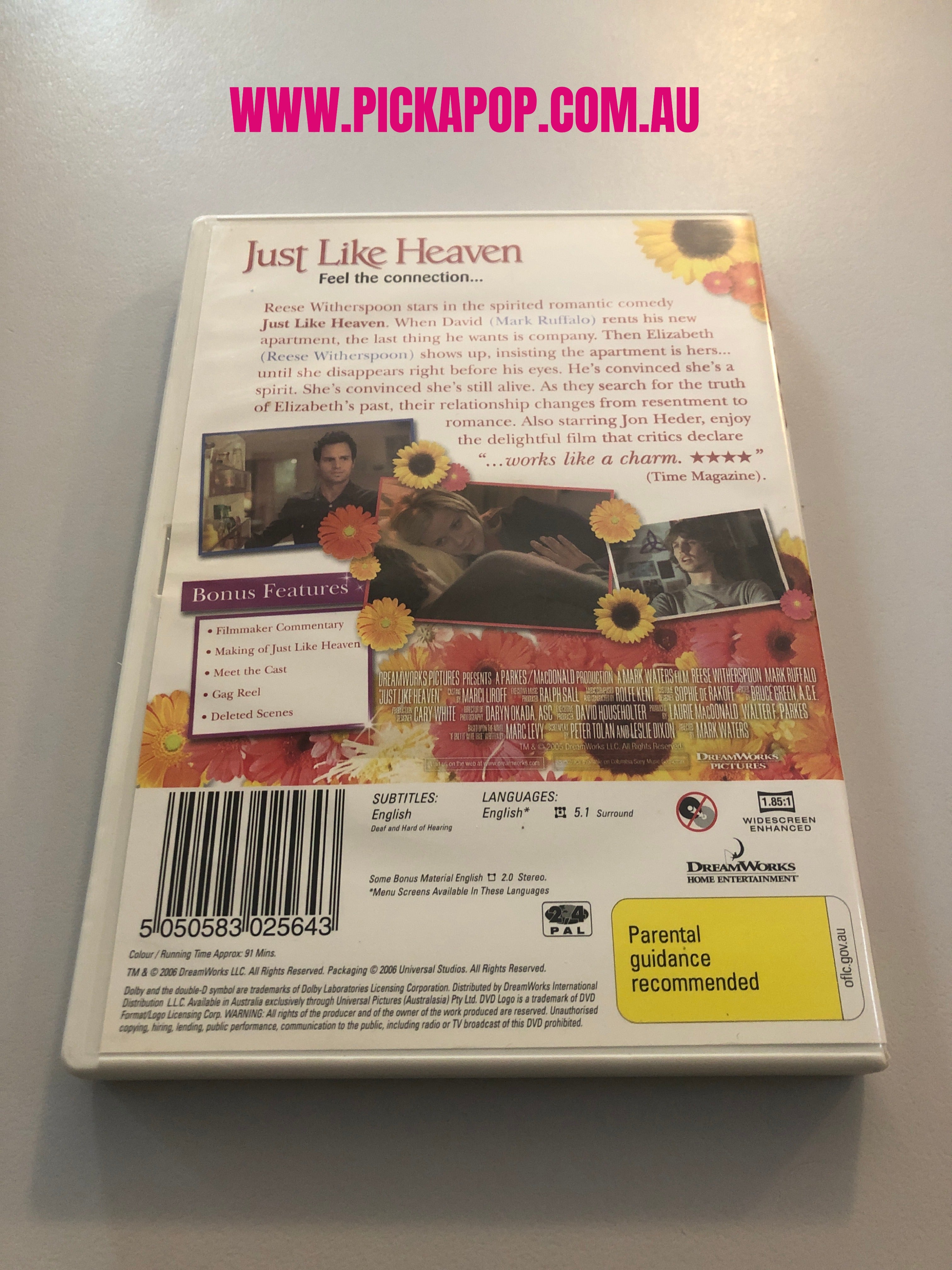 JUST LIKE HEAVEN - (PAL Region 4) DVD Cleaned and Tested