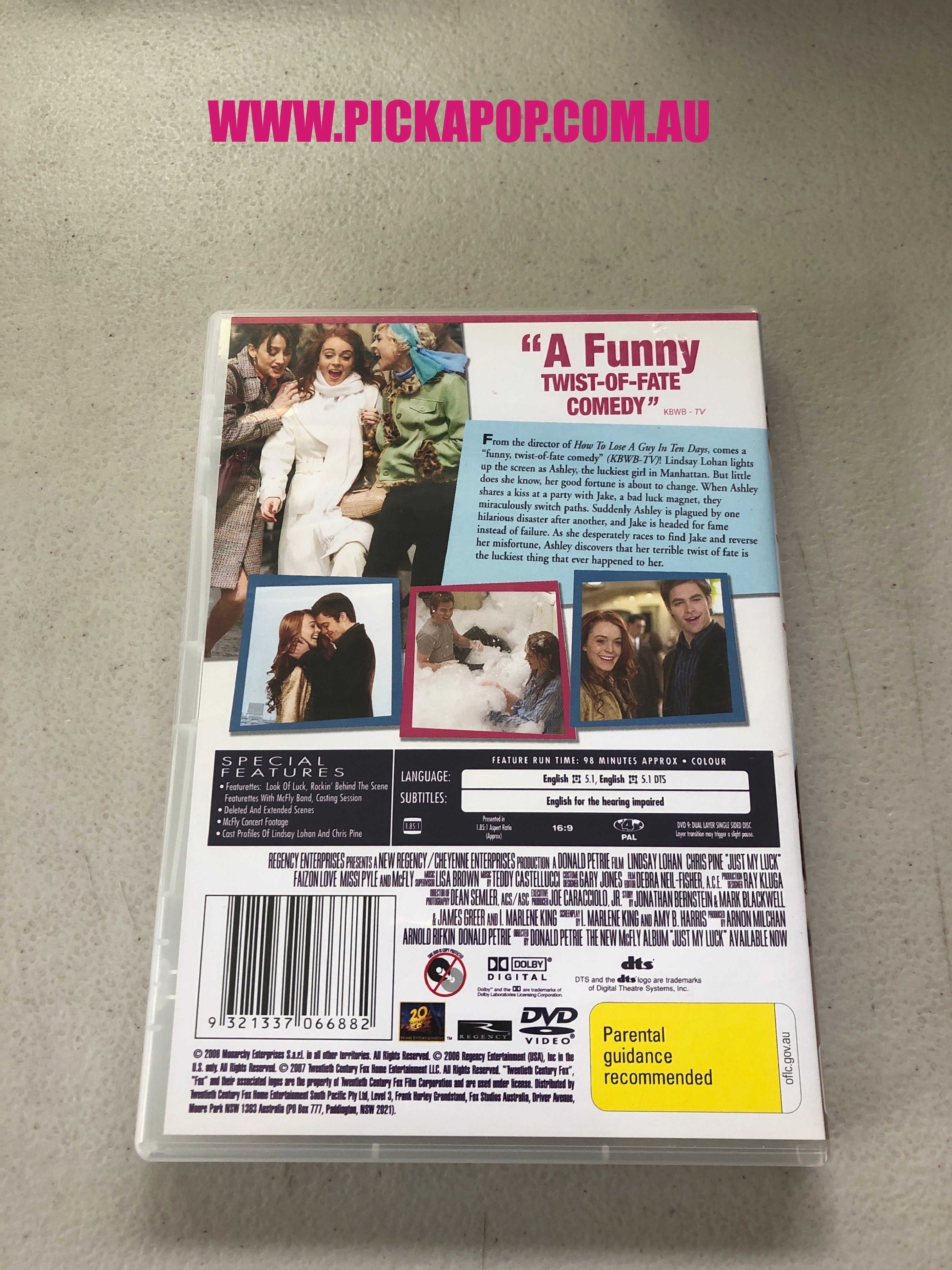 JUST MY LUCK - PAL Region 4 - DVD Cleaned and Tested